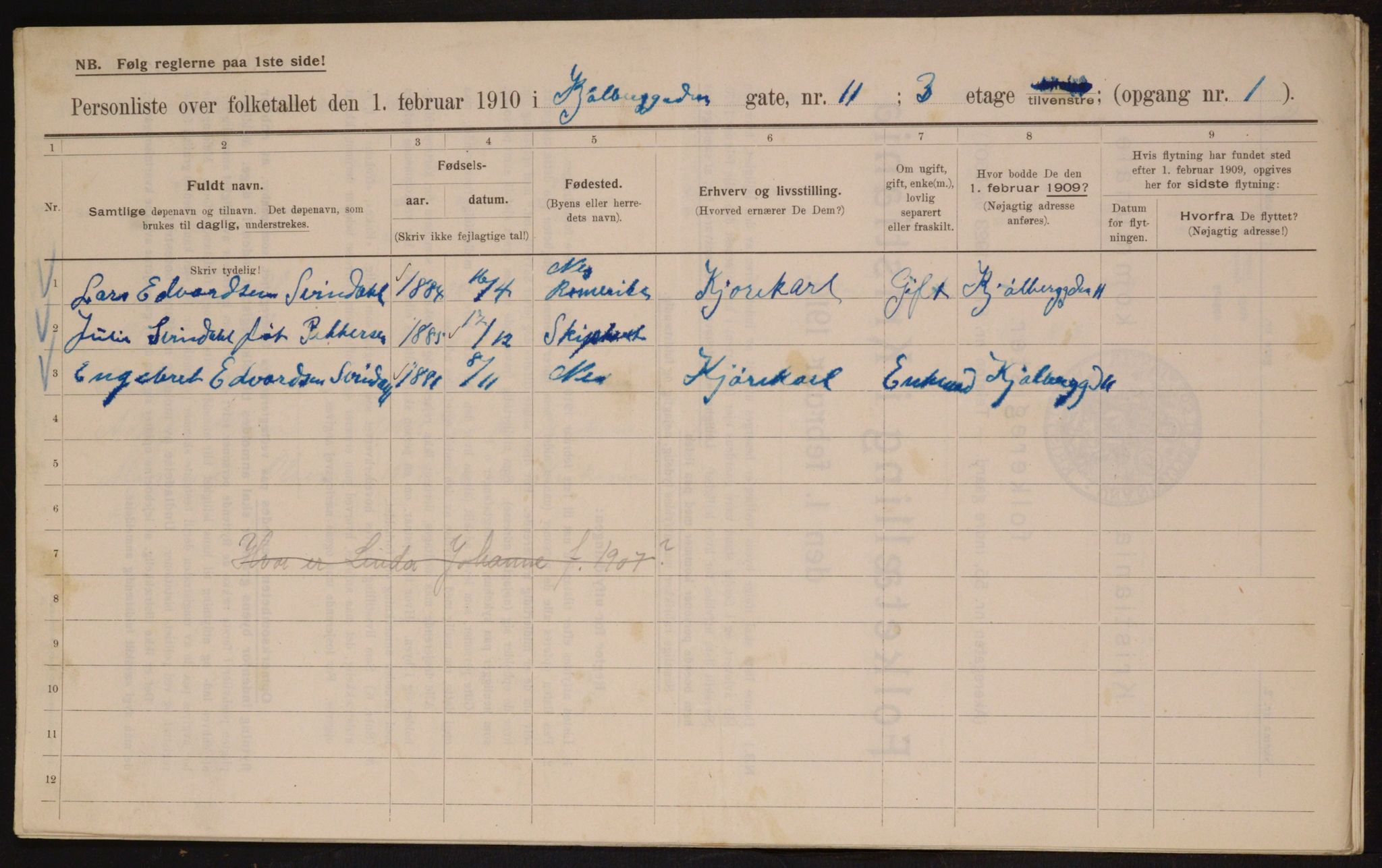 OBA, Municipal Census 1910 for Kristiania, 1910, p. 50116