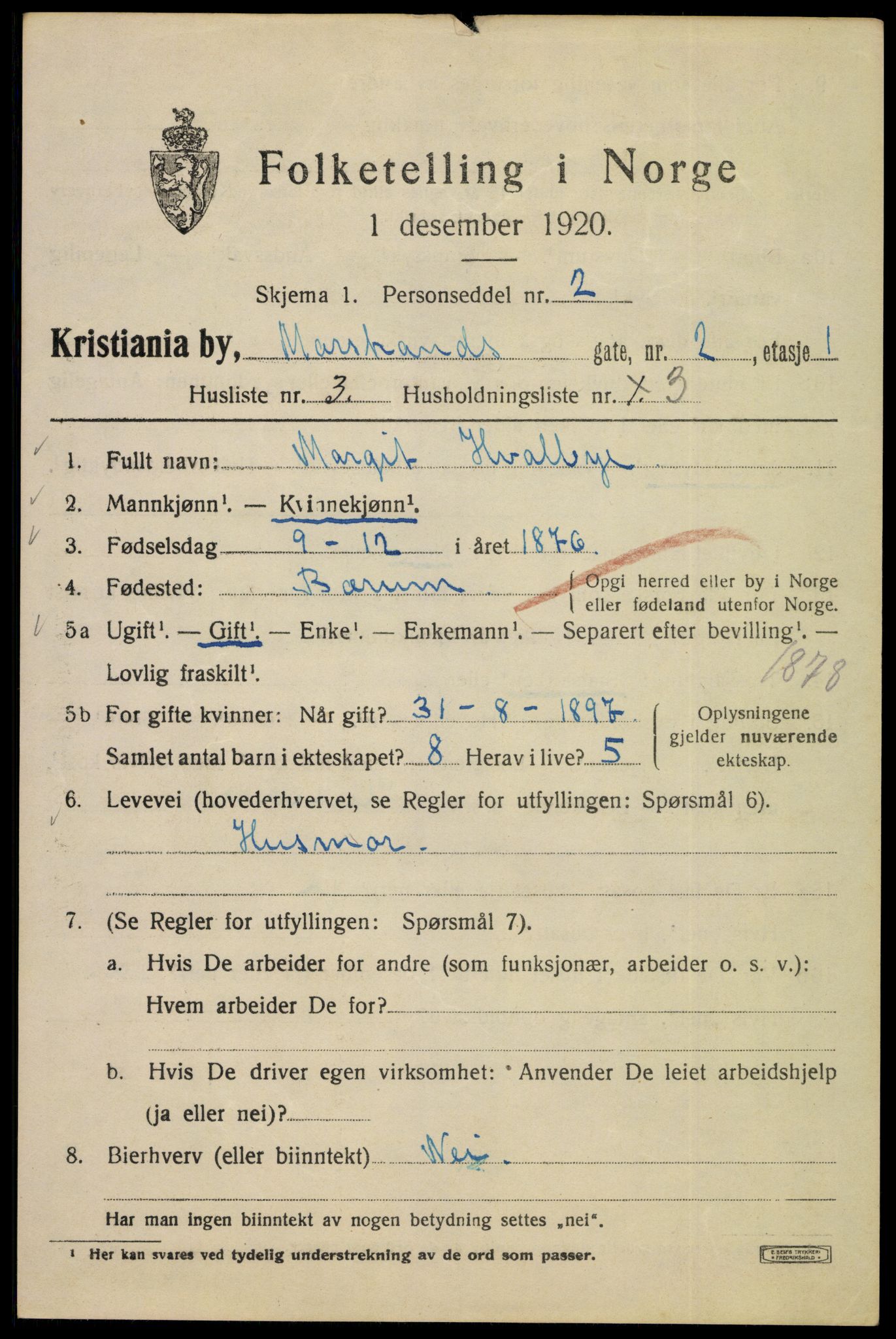 SAO, 1920 census for Kristiania, 1920, p. 392171