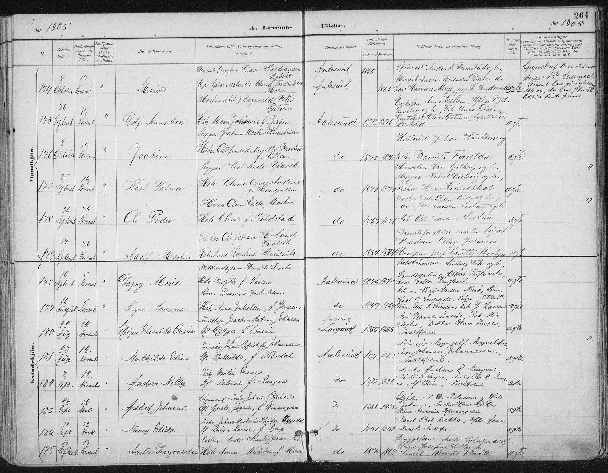 Ministerialprotokoller, klokkerbøker og fødselsregistre - Møre og Romsdal, AV/SAT-A-1454/529/L0456: Parish register (official) no. 529A06, 1894-1906, p. 264