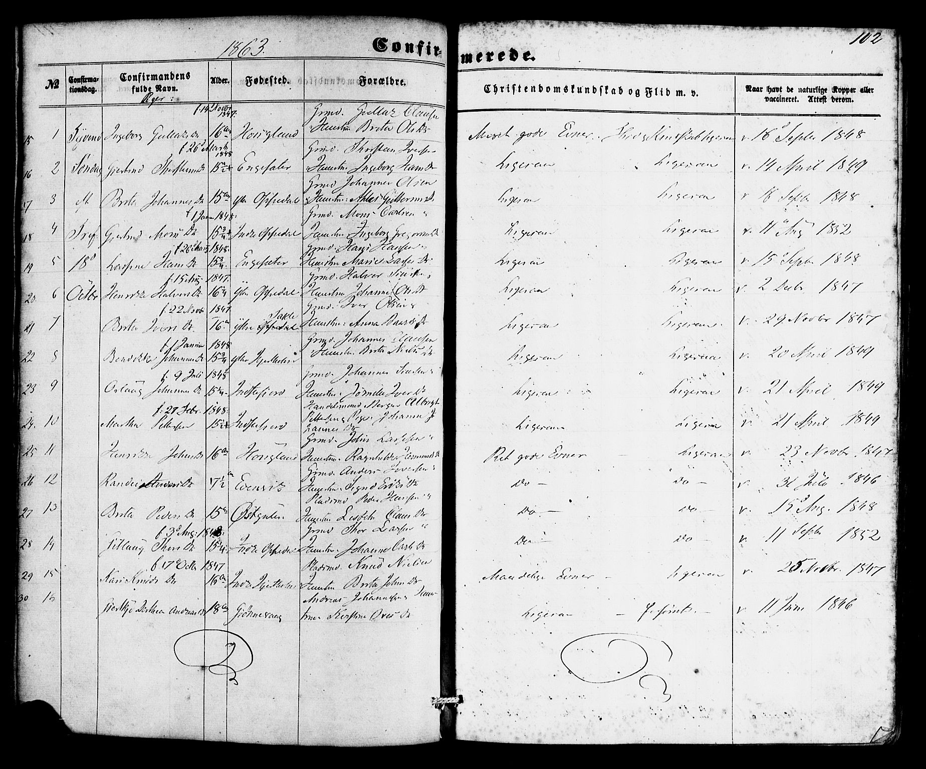Gulen sokneprestembete, SAB/A-80201/H/Haa/Haac/L0001: Parish register (official) no. C 1, 1859-1881, p. 102