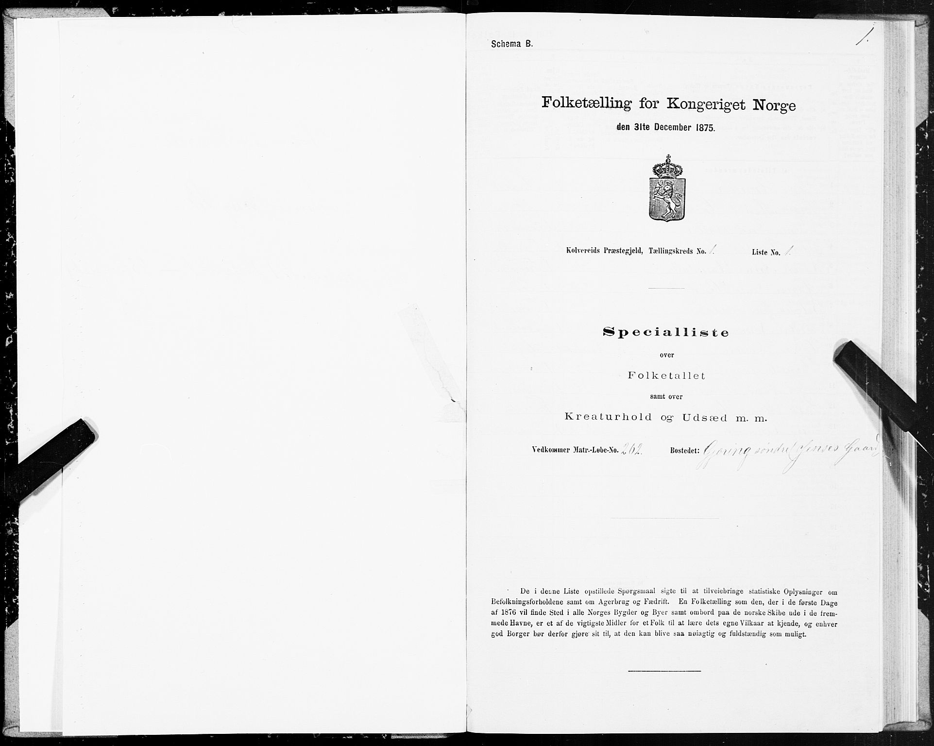 SAT, 1875 census for 1752P Kolvereid, 1875, p. 1001