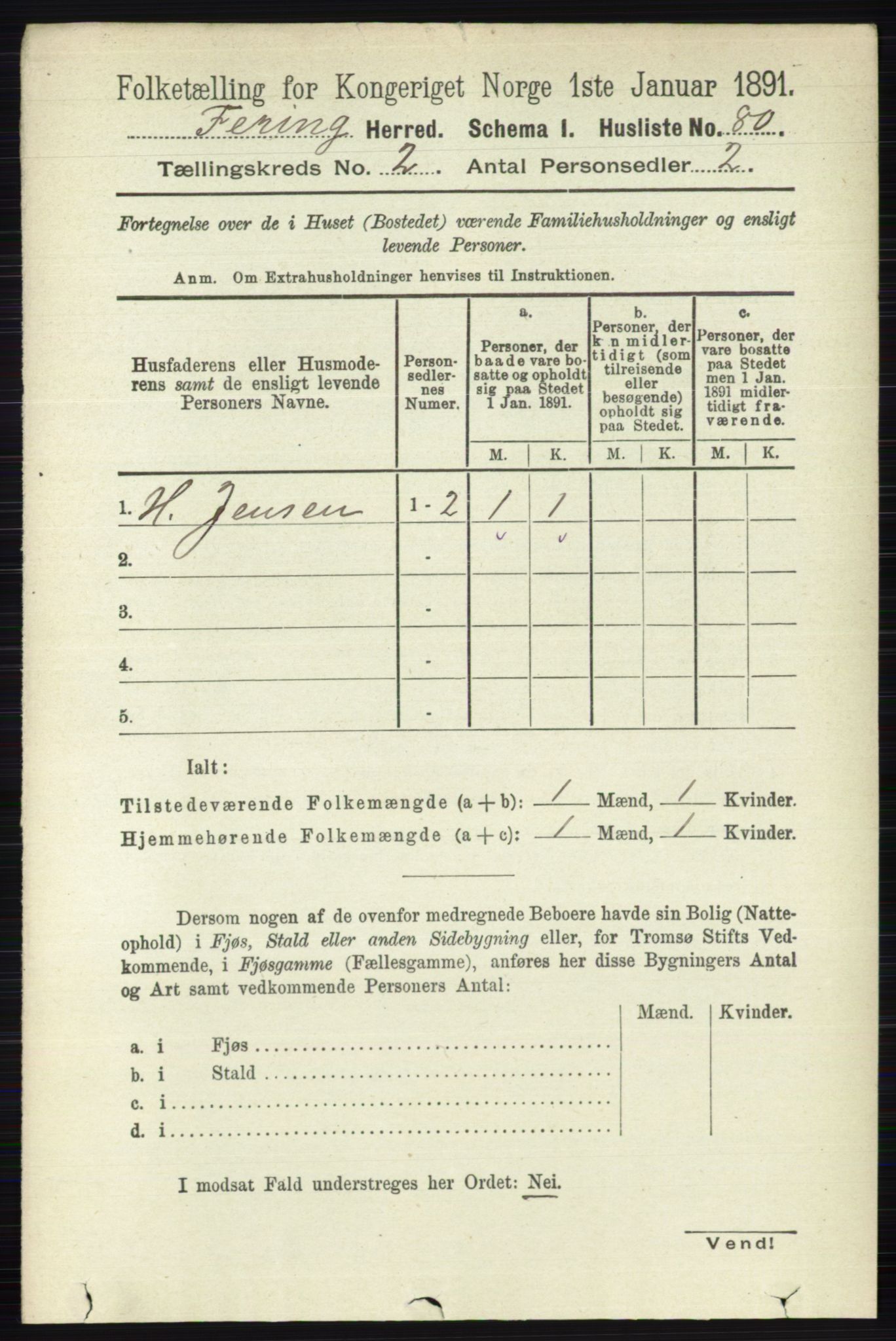 RA, 1891 census for 0240 Feiring, 1891, p. 749
