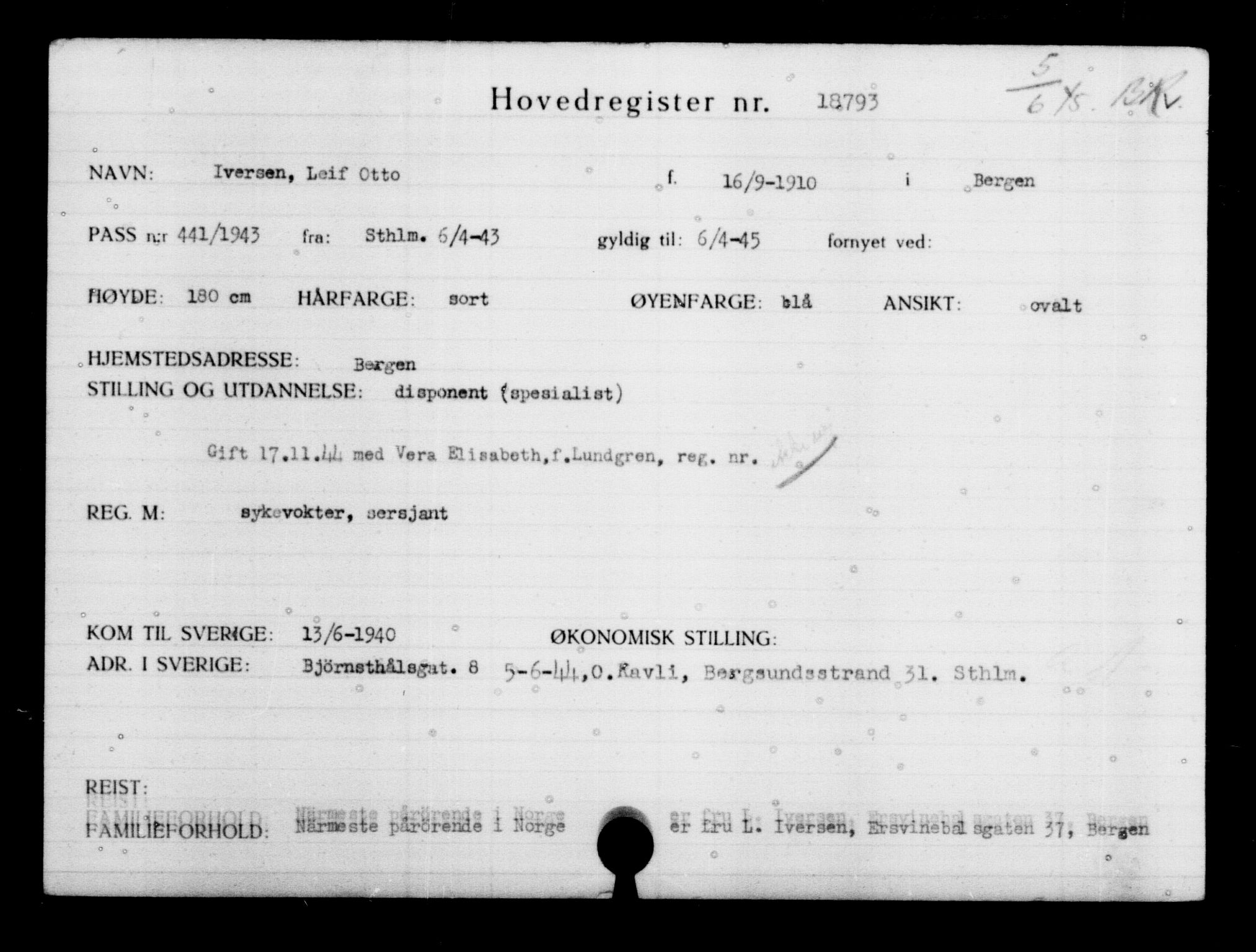 Den Kgl. Norske Legasjons Flyktningskontor, RA/S-6753/V/Va/L0009: Kjesäterkartoteket.  Flyktningenr. 18502-22048, 1940-1945, p. 336