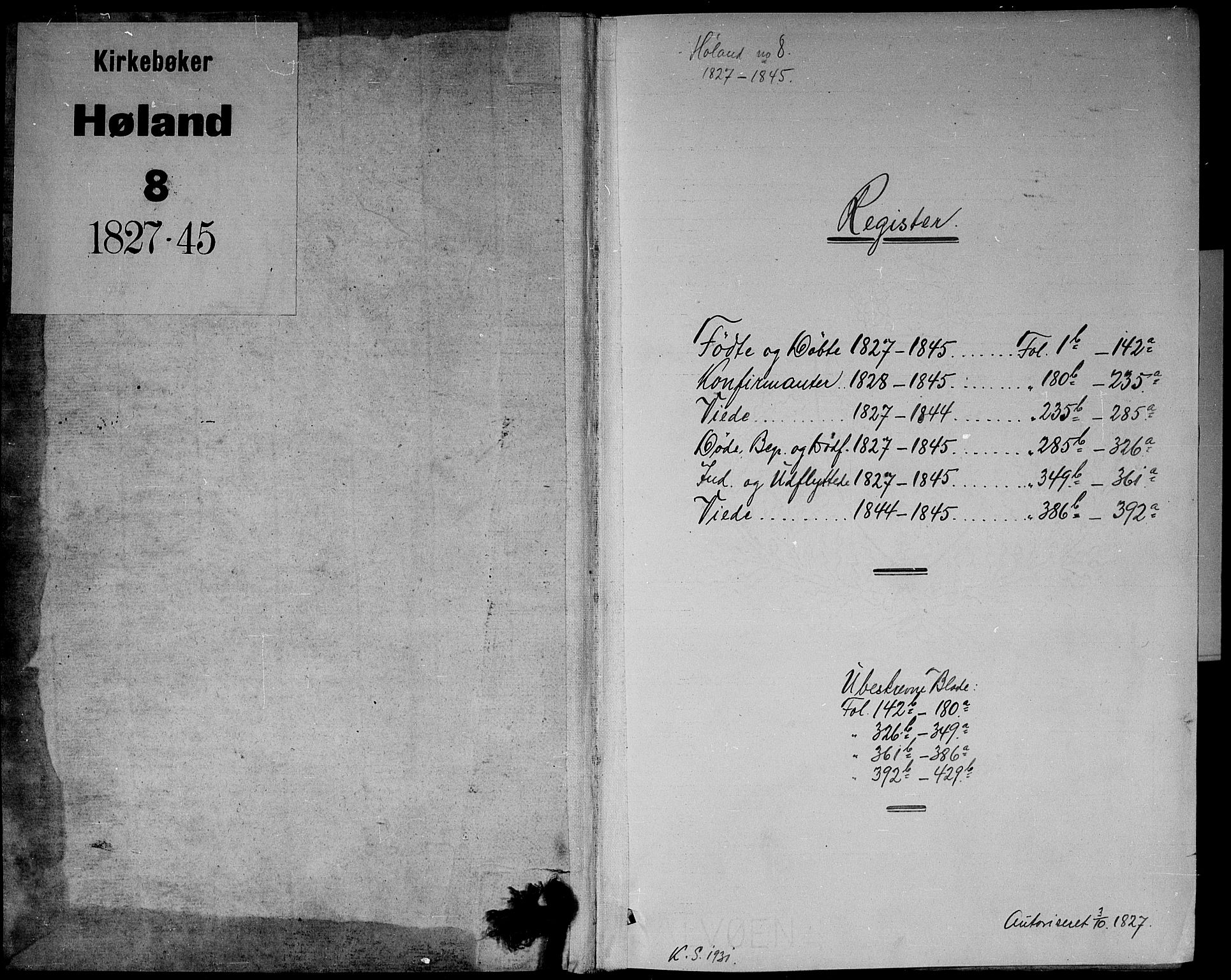 Høland prestekontor Kirkebøker, SAO/A-10346a/G/Ga/L0002: Parish register (copy) no. I 2, 1827-1845