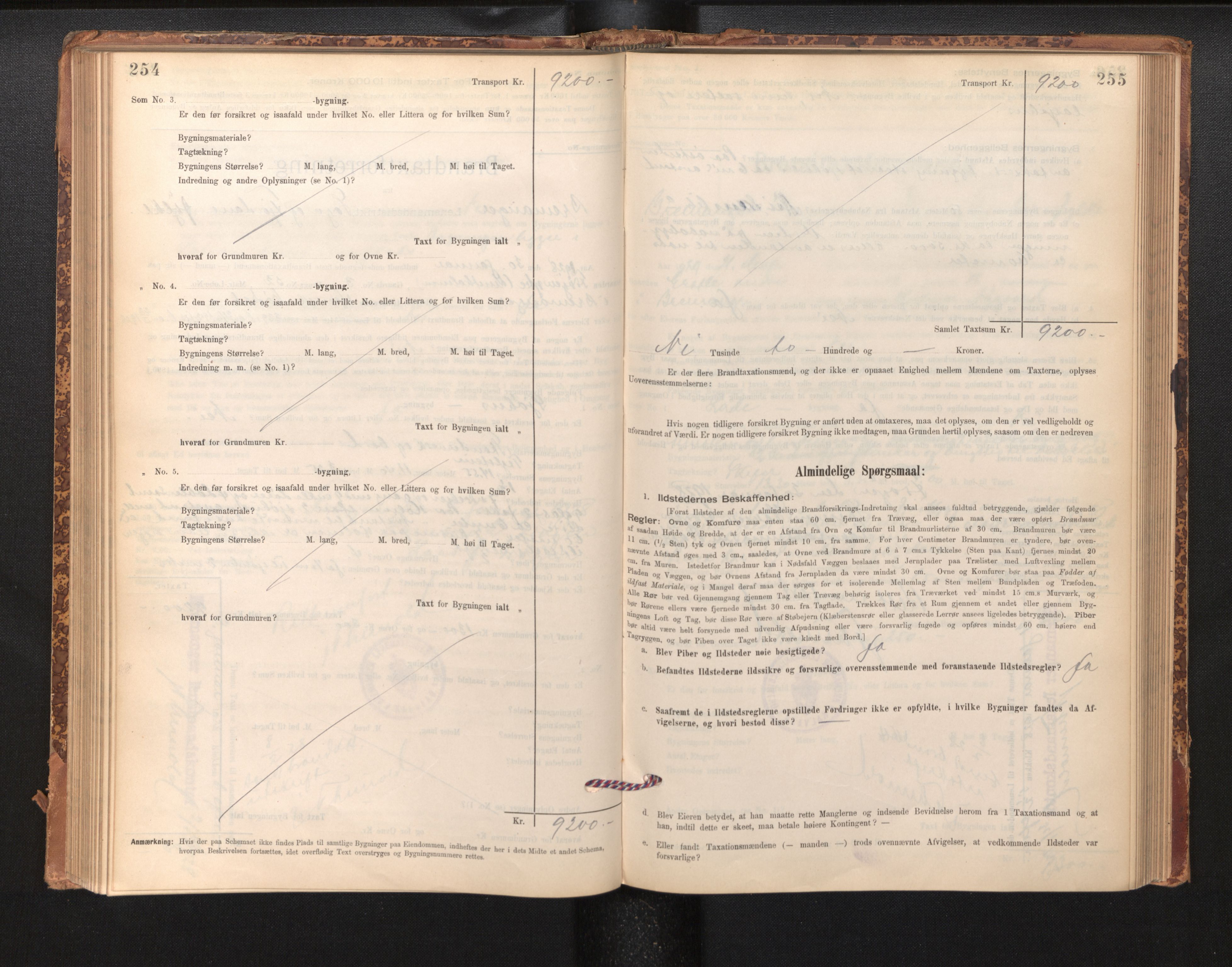 Lensmannen i Bremanger, AV/SAB-A-26701/0012/L0007: Branntakstprotokoll, skjematakst, 1895-1936, p. 254-255