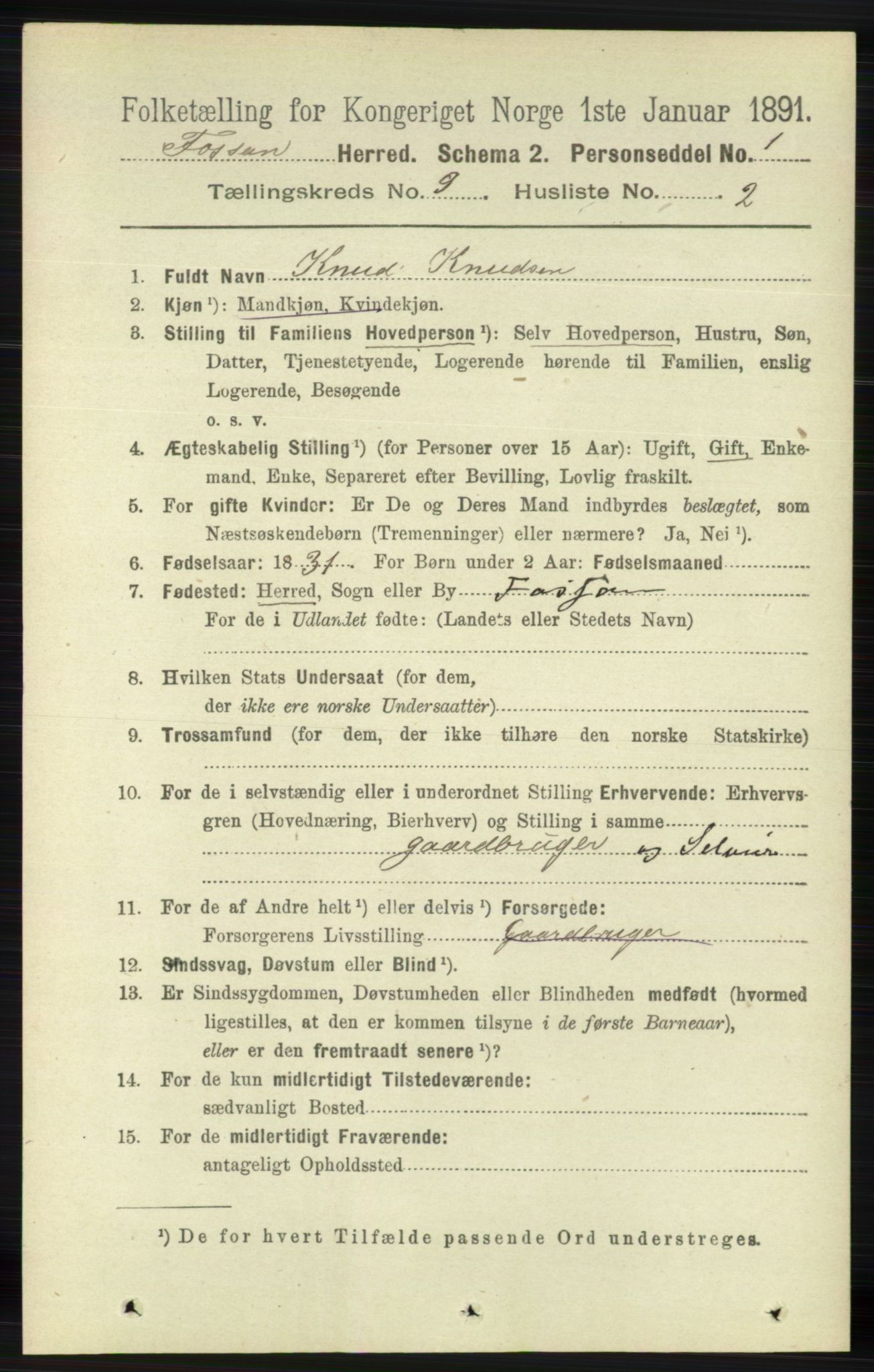 RA, 1891 census for 1129 Forsand, 1891, p. 1477