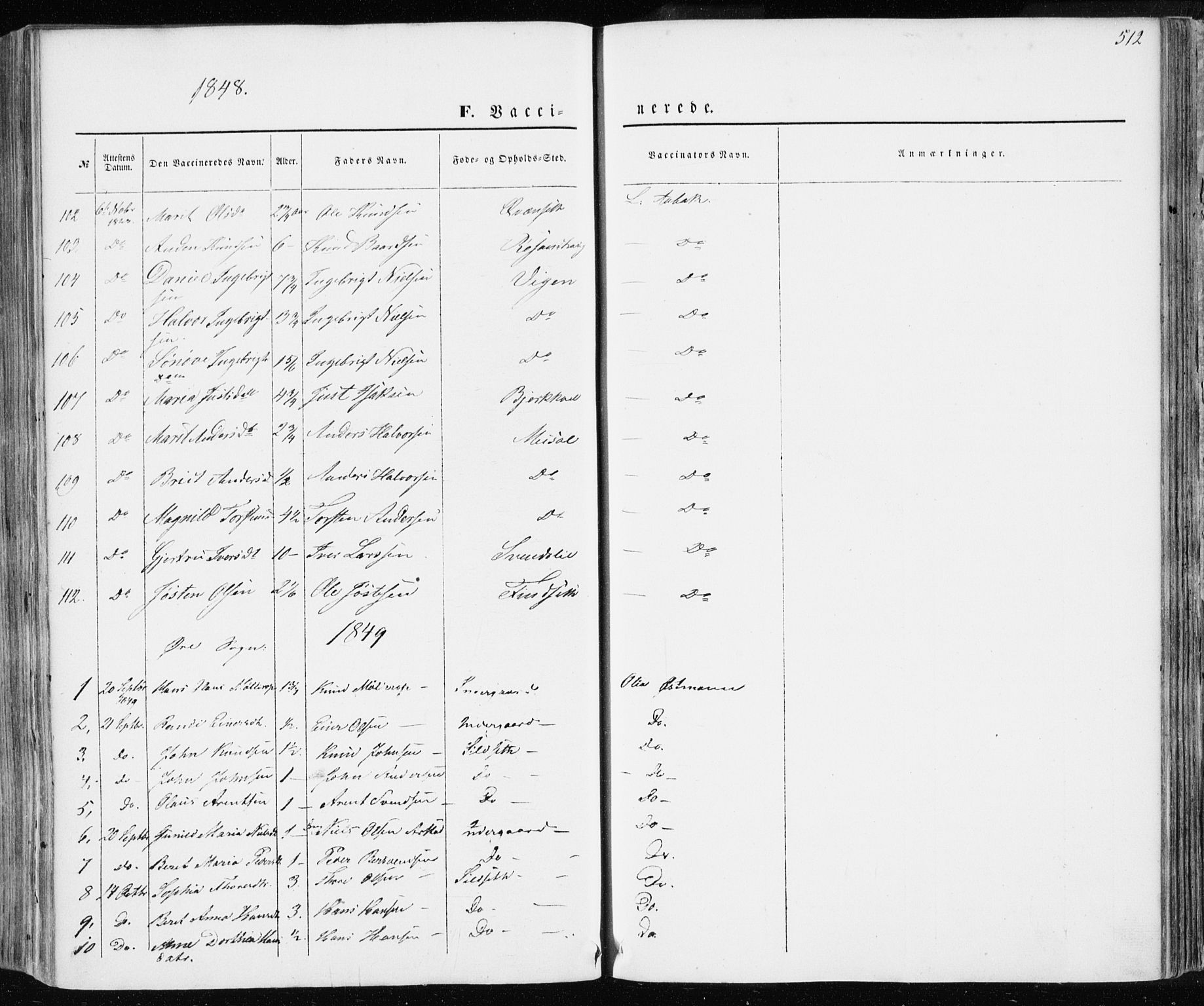 Ministerialprotokoller, klokkerbøker og fødselsregistre - Møre og Romsdal, AV/SAT-A-1454/586/L0984: Parish register (official) no. 586A10, 1844-1856, p. 512