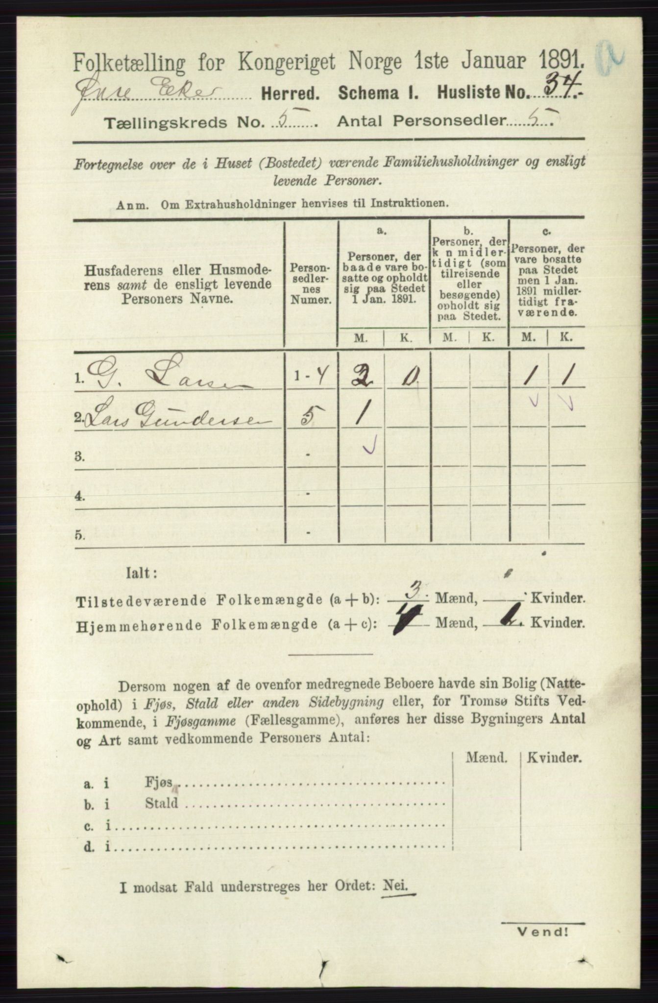 RA, 1891 census for 0624 Øvre Eiker, 1891, p. 1808