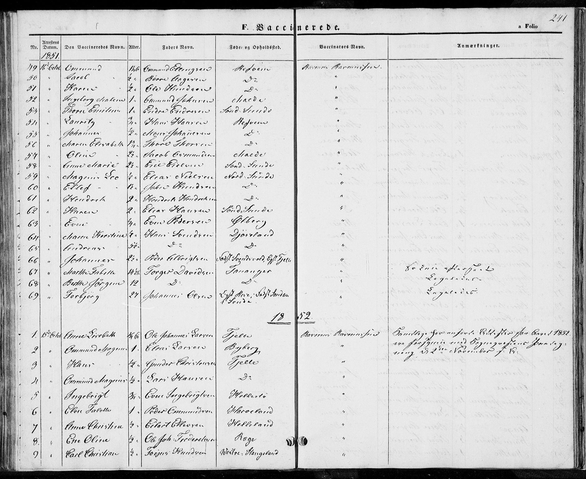 Håland sokneprestkontor, SAST/A-101802/001/30BA/L0006: Parish register (official) no. A 6, 1842-1853, p. 241