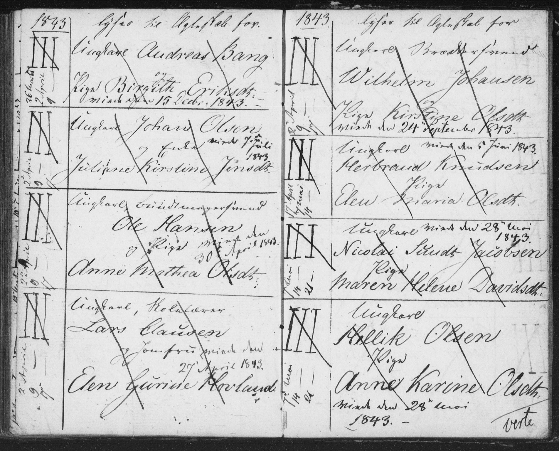 Bragernes kirkebøker, SAKO/A-6/H/Ha/L0002: Banns register no. 2, 1832-1846