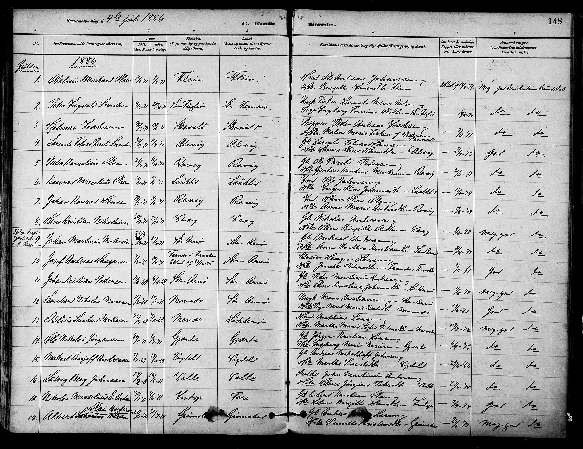 Ministerialprotokoller, klokkerbøker og fødselsregistre - Nordland, AV/SAT-A-1459/805/L0099: Parish register (official) no. 805A06, 1880-1891, p. 148