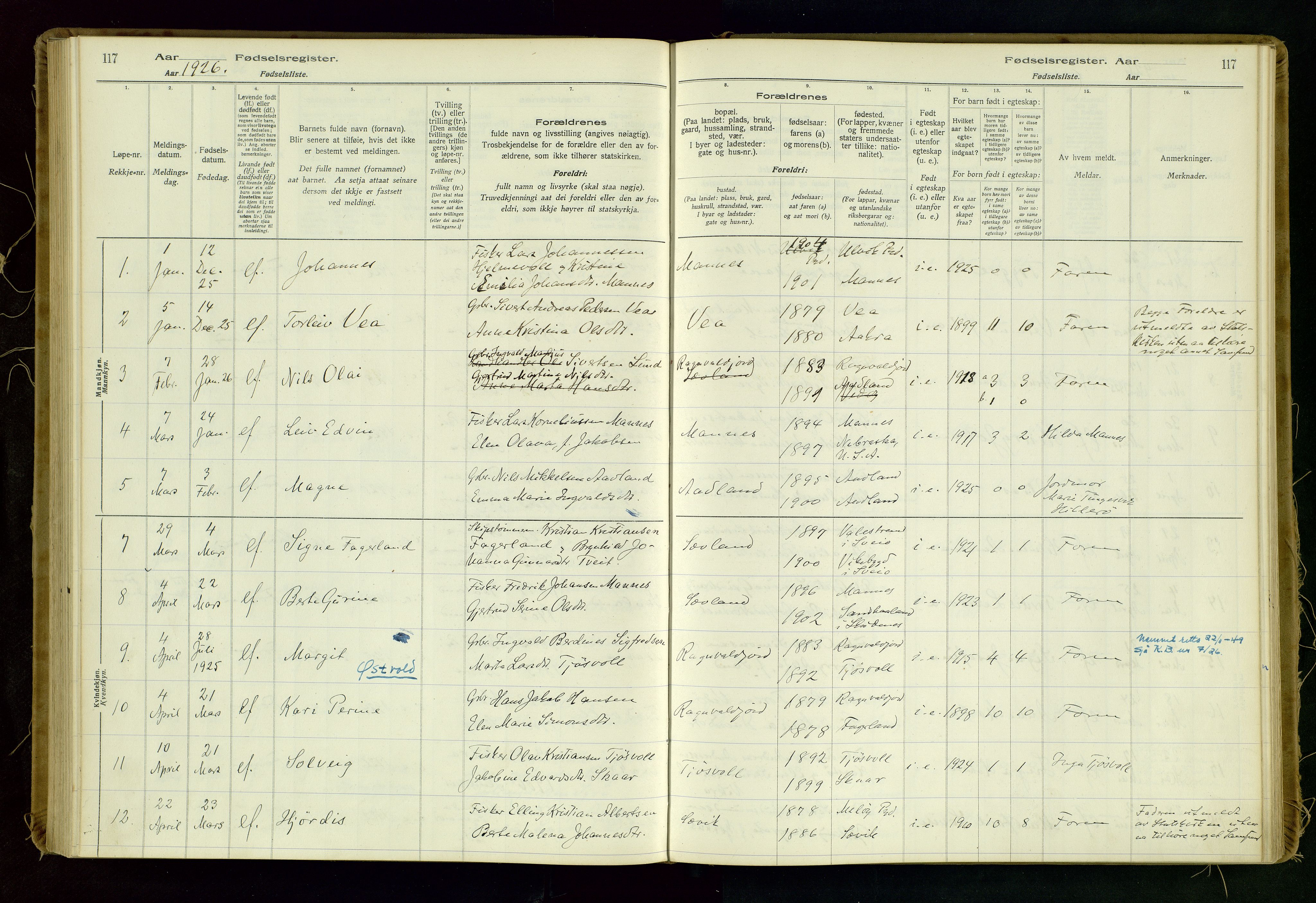 Kopervik sokneprestkontor, AV/SAST-A-101850/I/Id/L0006: Birth register no. 6, 1916-1934, p. 117