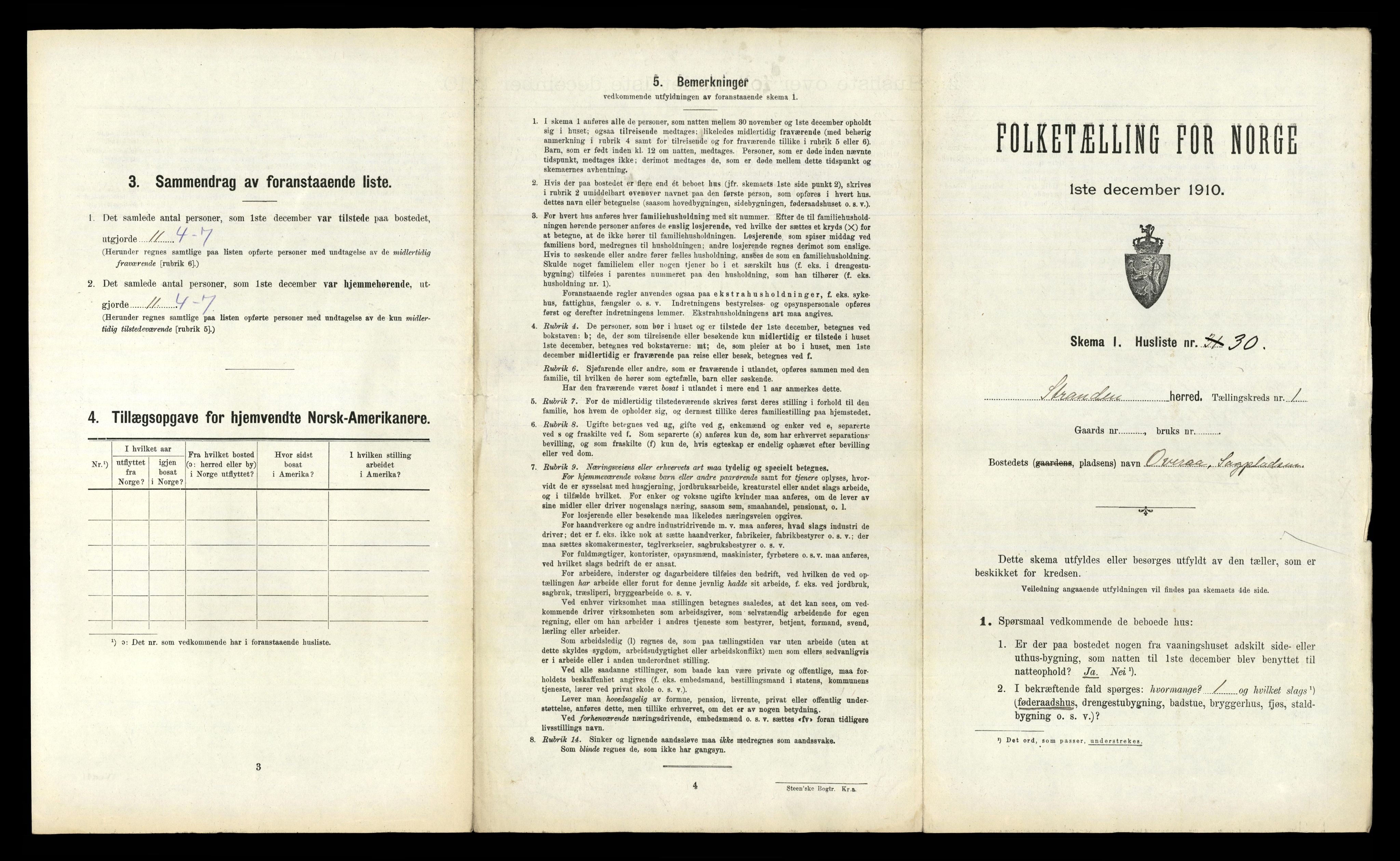 RA, 1910 census for Stranda, 1910, p. 86