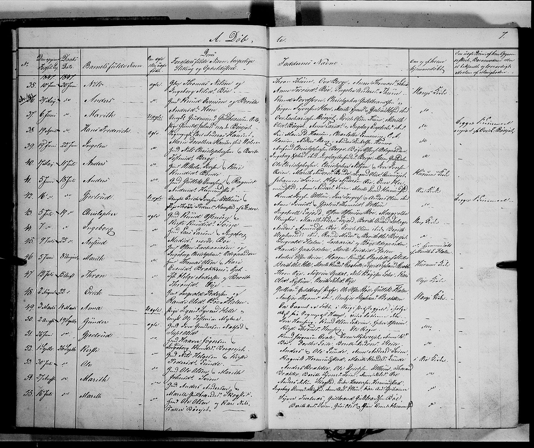 Vang prestekontor, Valdres, SAH/PREST-140/H/Ha/L0006: Parish register (official) no. 6, 1846-1864, p. 7