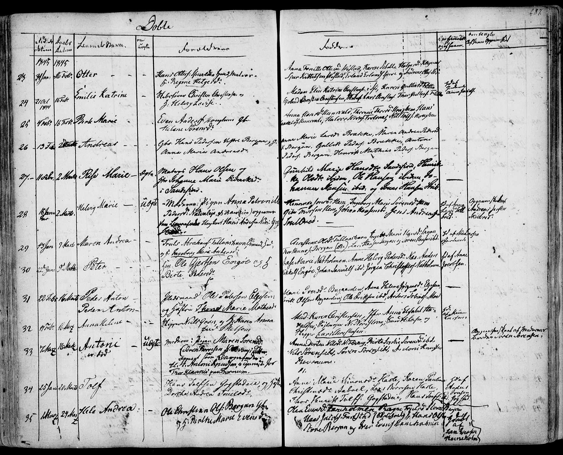 Sandar kirkebøker, SAKO/A-243/F/Fa/L0005: Parish register (official) no. 5, 1832-1847, p. 286-287