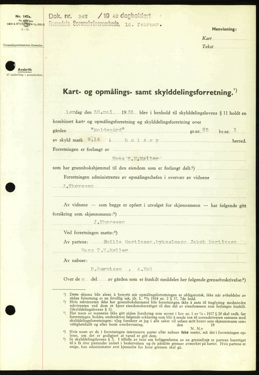 Romsdal sorenskriveri, AV/SAT-A-4149/1/2/2C: Mortgage book no. A11, 1941-1942, Diary no: : 347/1942