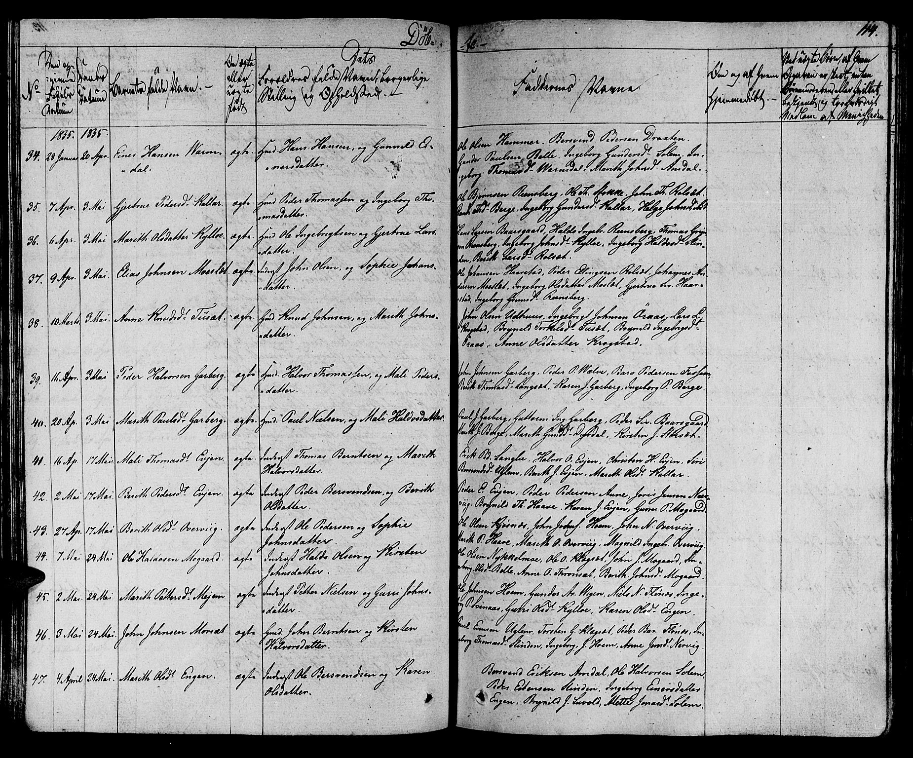 Ministerialprotokoller, klokkerbøker og fødselsregistre - Sør-Trøndelag, AV/SAT-A-1456/695/L1143: Parish register (official) no. 695A05 /1, 1824-1842, p. 114