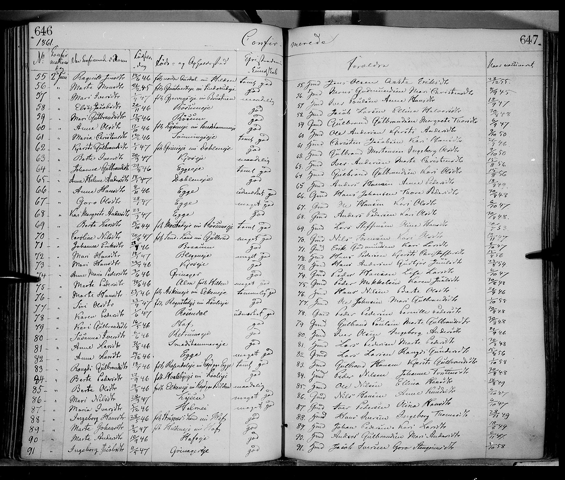 Gran prestekontor, AV/SAH-PREST-112/H/Ha/Haa/L0012: Parish register (official) no. 12, 1856-1874, p. 646-647