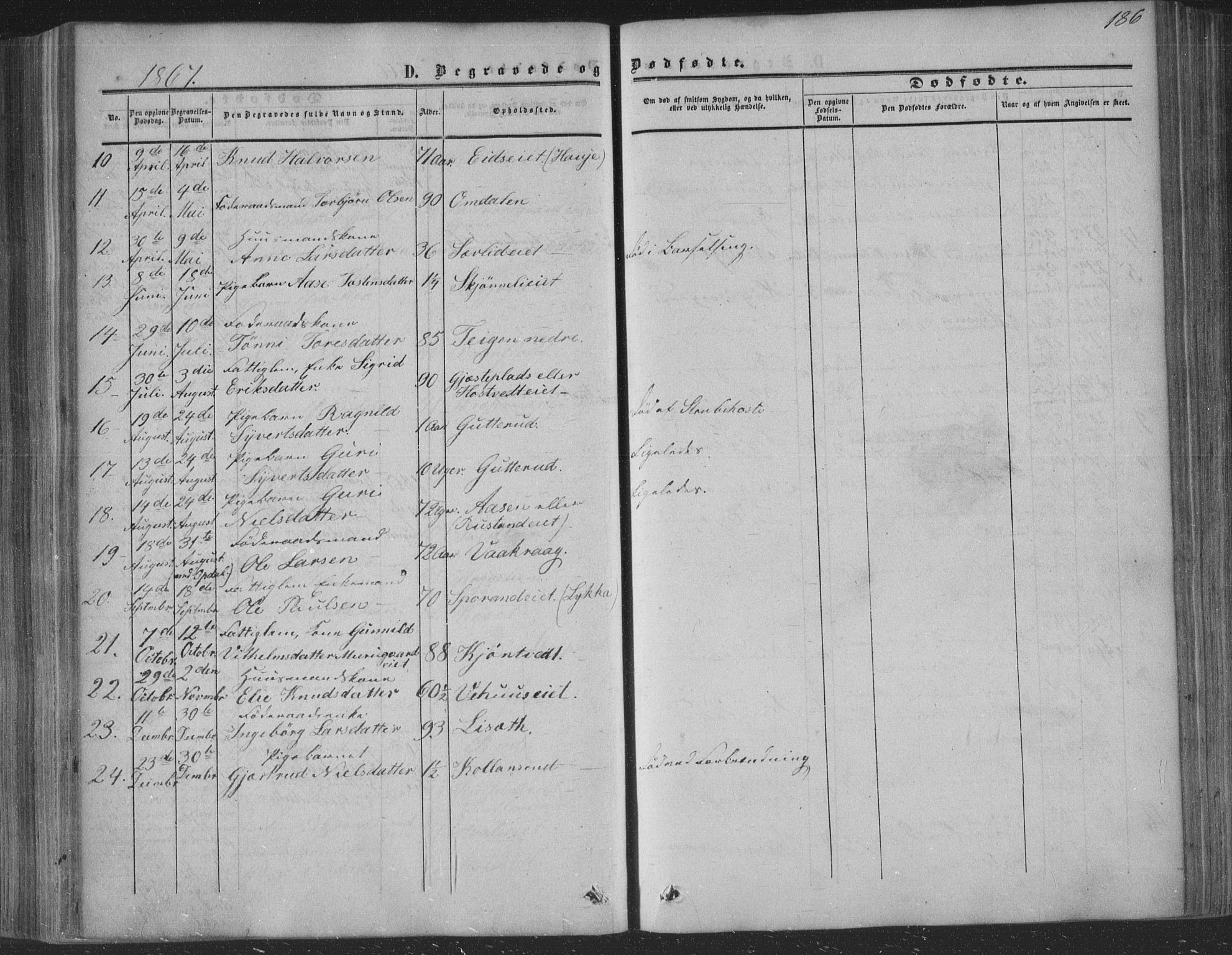 Nore kirkebøker, AV/SAKO-A-238/F/Fa/L0002: Parish register (official) no. I 2, 1856-1871, p. 186