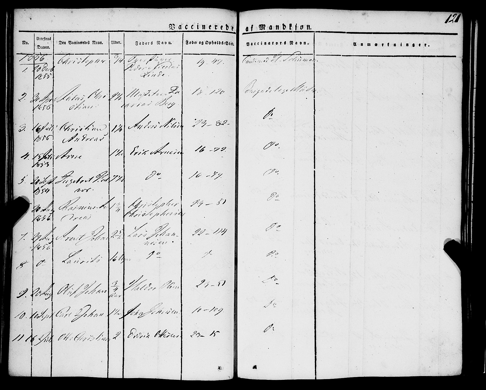 Korskirken sokneprestembete, SAB/A-76101/H/Haa/L0050: Parish register (official) no. F 1, 1821-1869, p. 121