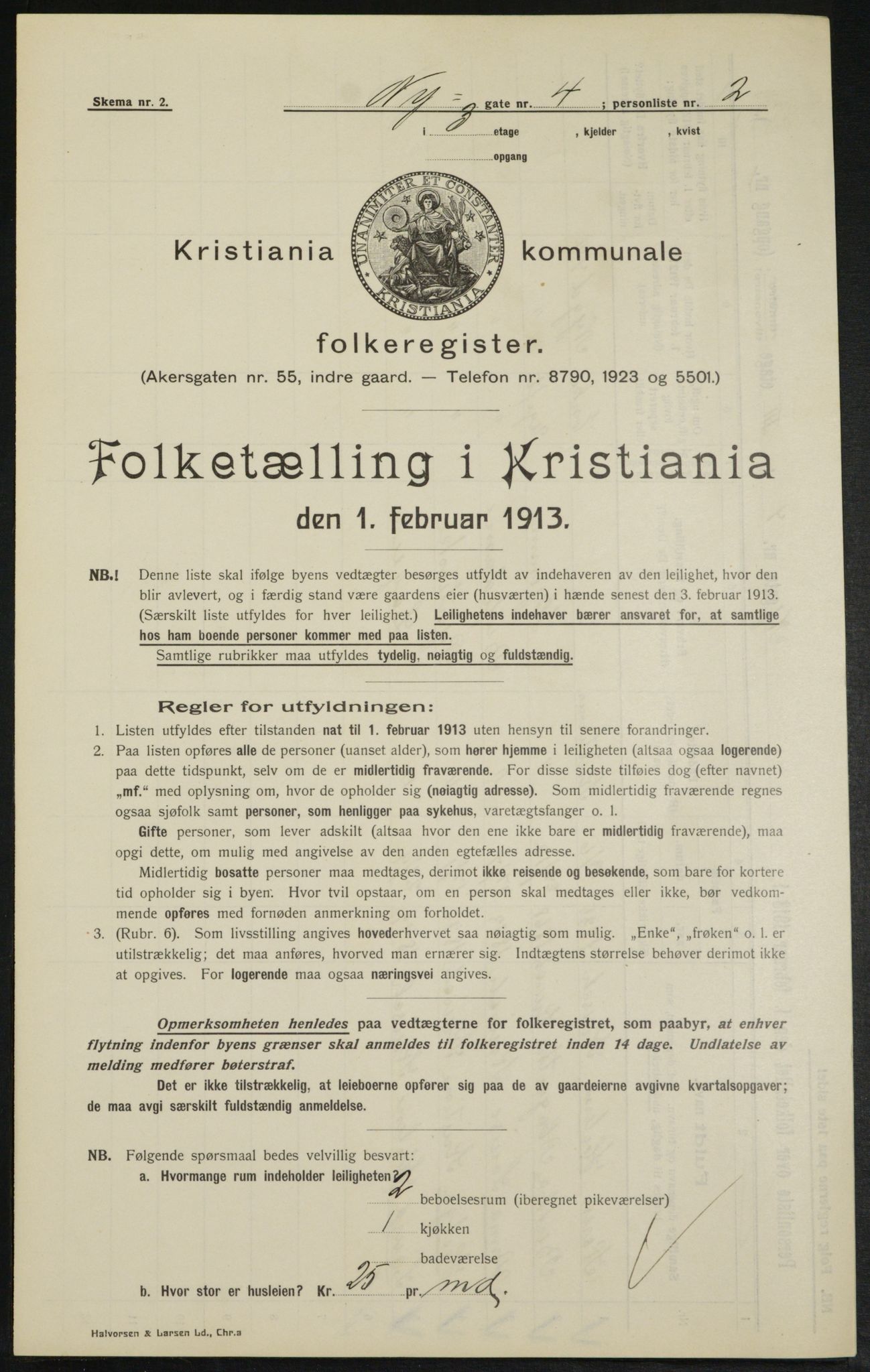 OBA, Municipal Census 1913 for Kristiania, 1913, p. 74025
