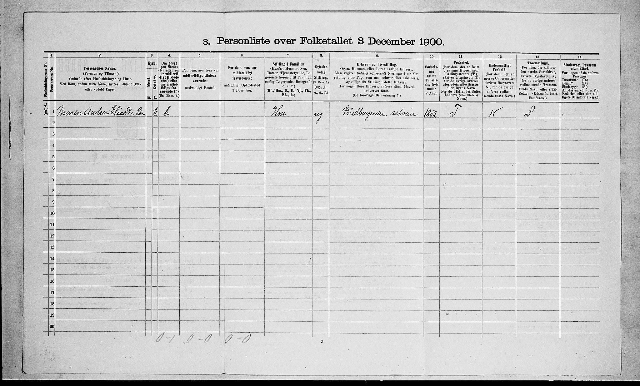 RA, 1900 census for Stokke, 1900, p. 1530