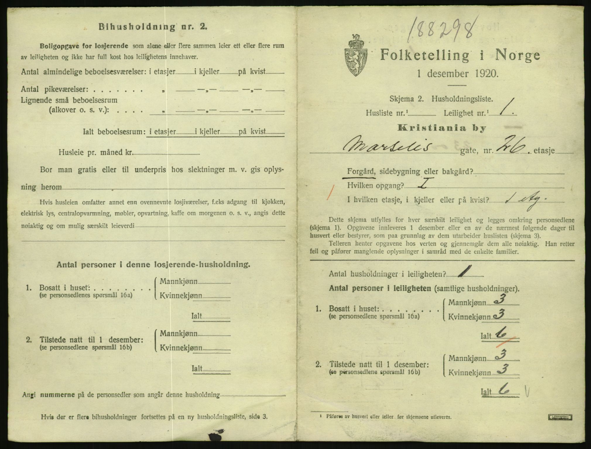 SAO, 1920 census for Kristiania, 1920, p. 65736