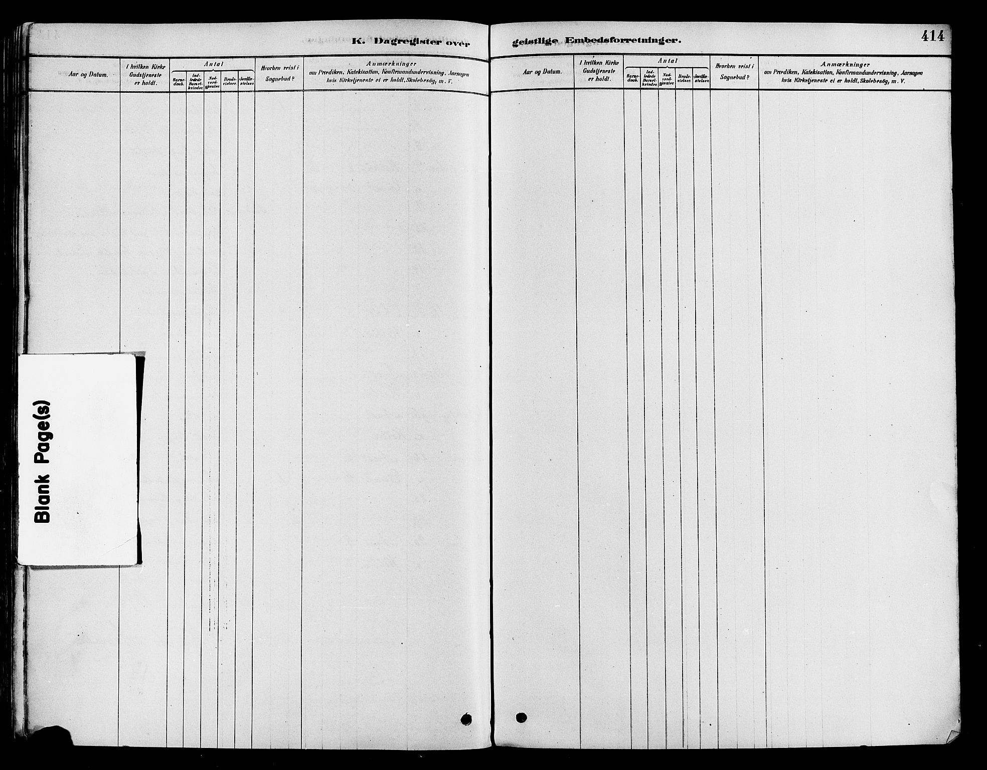 Vestre Toten prestekontor, SAH/PREST-108/H/Ha/Haa/L0009: Parish register (official) no. 9, 1878-1894, p. 414