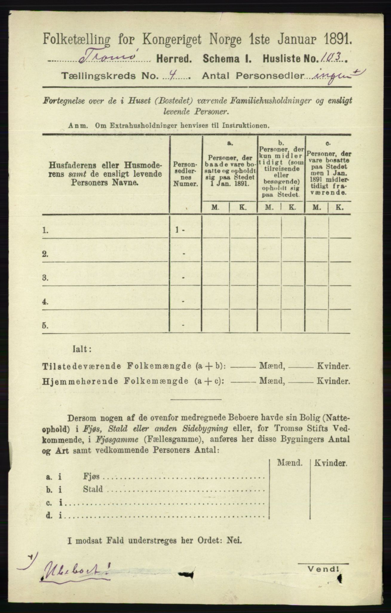 RA, 1891 census for 0921 Tromøy, 1891, p. 1459