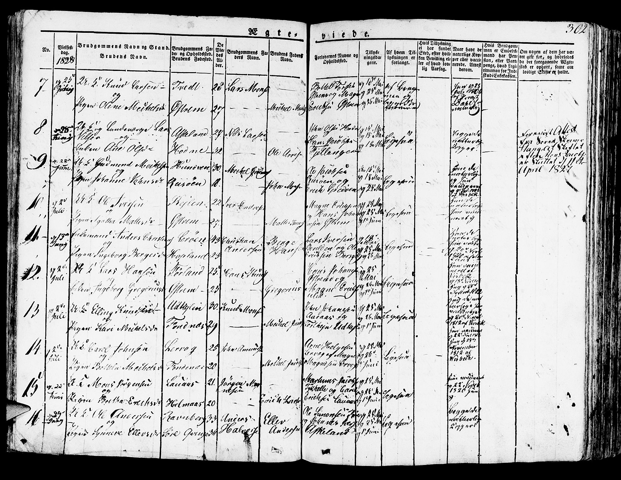 Lindås Sokneprestembete, SAB/A-76701/H/Haa: Parish register (official) no. A 8, 1823-1836, p. 302