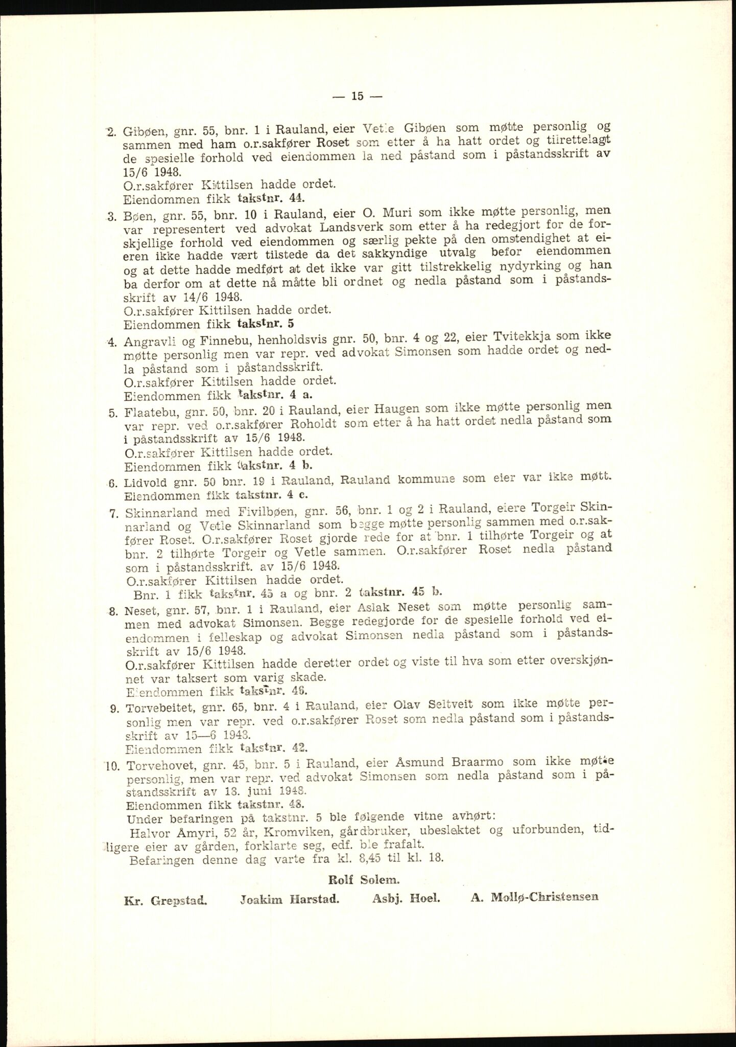 Vest-Telemark sorenskriveri, AV/SAKO-A-134/F/Fo/Fob/L0001: Skjønn/rettsbøker for kraftutbygging/veg, 1948-1963, p. 17