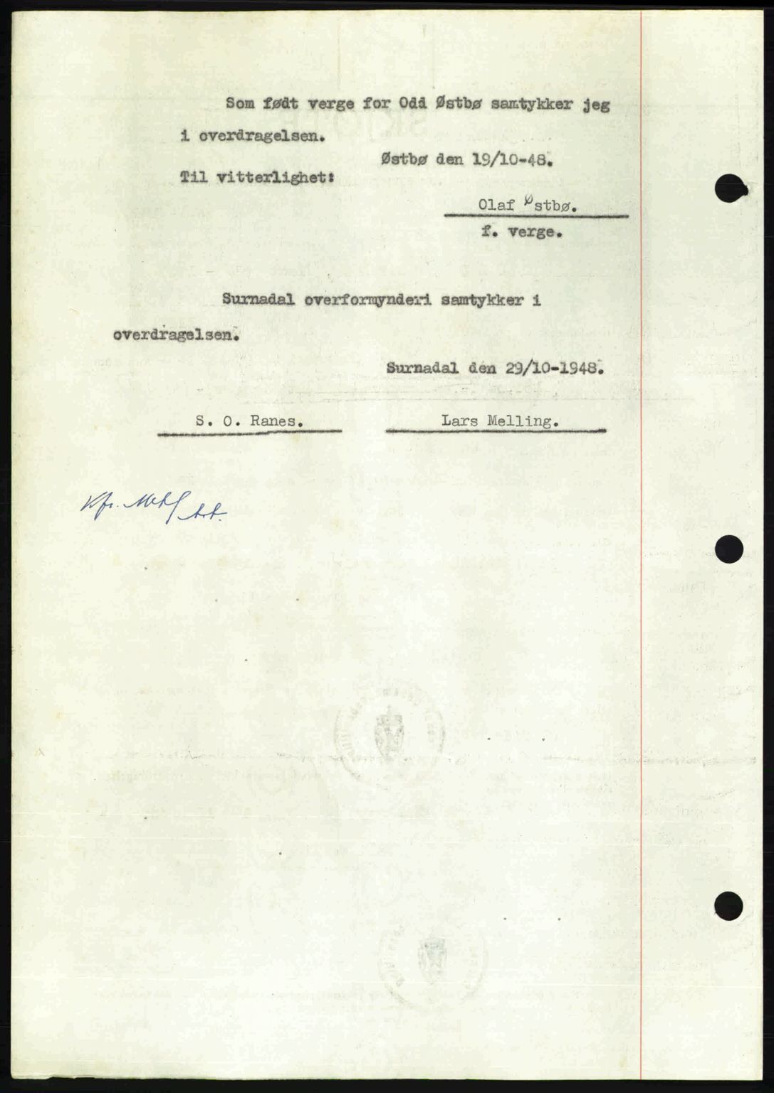 Nordmøre sorenskriveri, AV/SAT-A-4132/1/2/2Ca: Mortgage book no. A109, 1948-1948, Diary no: : 3126/1948