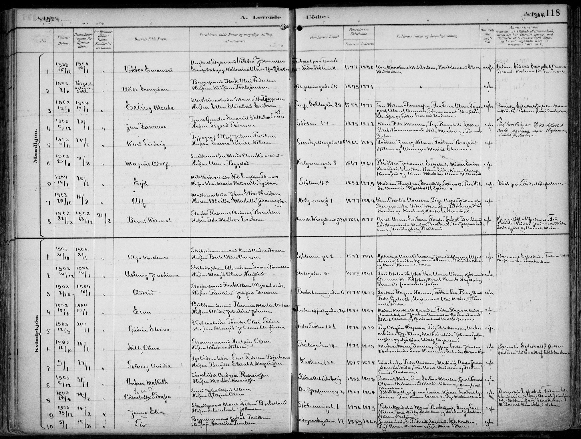 Mariakirken Sokneprestembete, SAB/A-76901/H/Hab/L0005: Parish register (copy) no. A 5, 1893-1913, p. 118