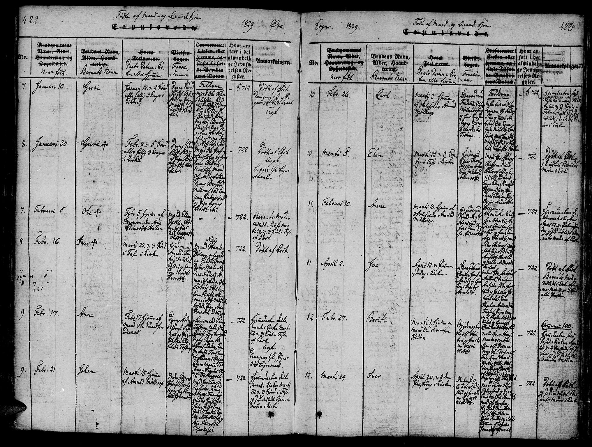 Ministerialprotokoller, klokkerbøker og fødselsregistre - Møre og Romsdal, AV/SAT-A-1454/586/L0982: Parish register (official) no. 586A08, 1819-1829, p. 422-423