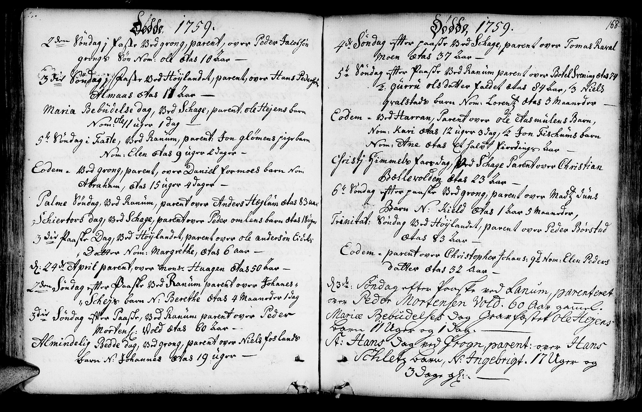 Ministerialprotokoller, klokkerbøker og fødselsregistre - Nord-Trøndelag, SAT/A-1458/764/L0542: Parish register (official) no. 764A02, 1748-1779, p. 168