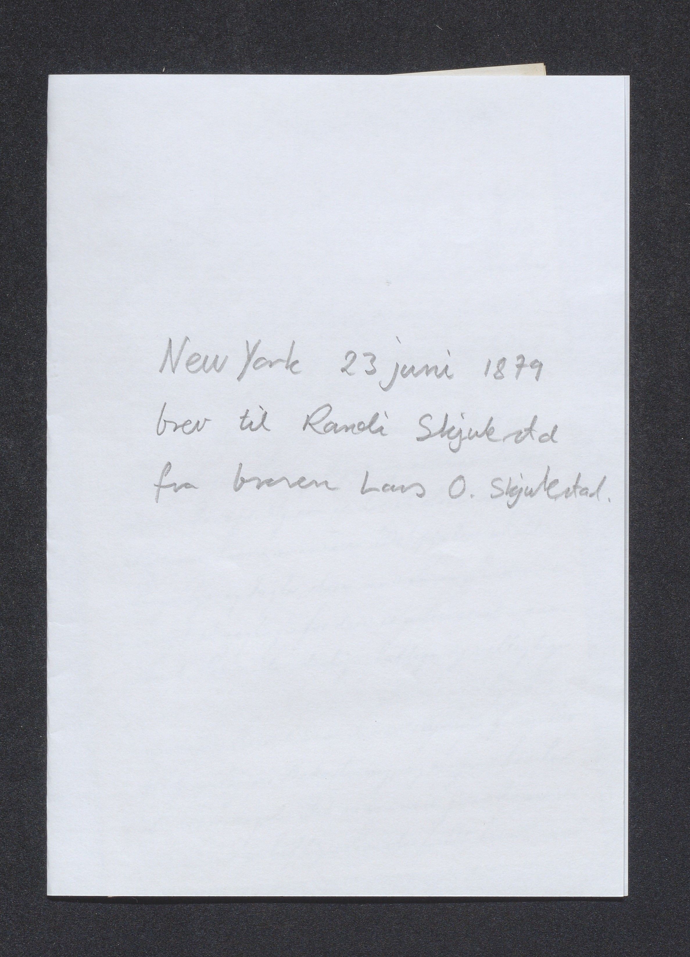 Randi Olsen Skjulestads brevsamling, AAKS/PA-2585/K/K01/L0001: Brev, 1873-1887