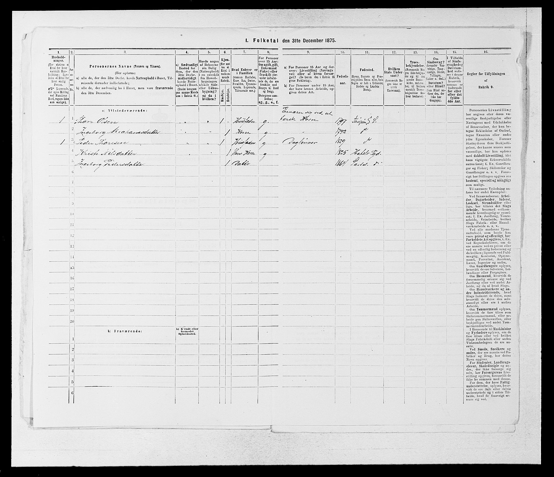 SAB, 1875 census for 1422P Lærdal, 1875, p. 642