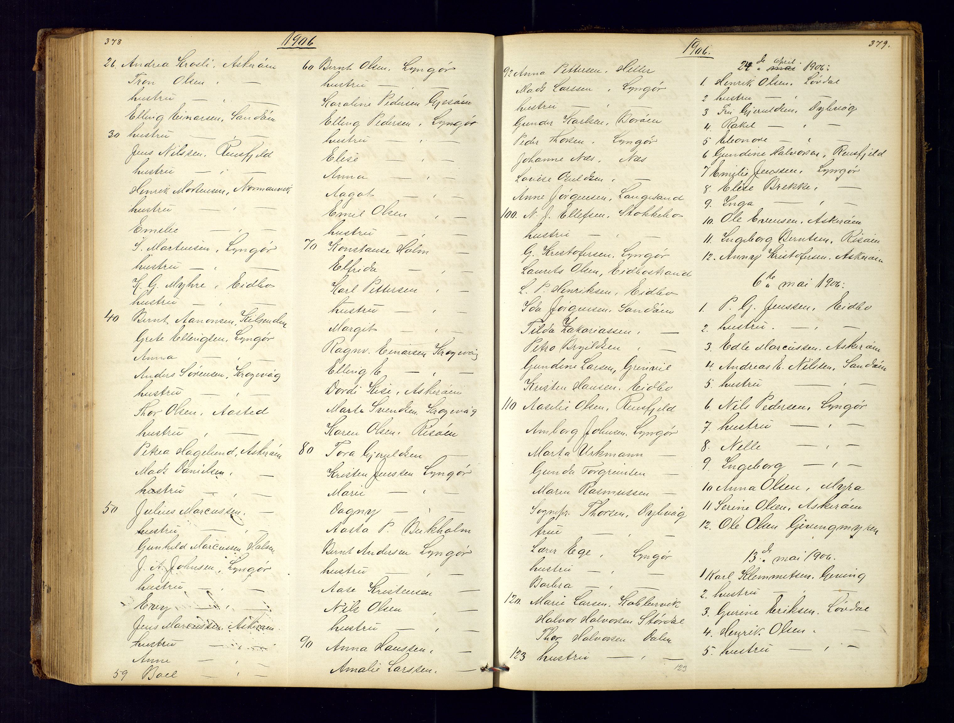 Dypvåg sokneprestkontor, AV/SAK-1111-0007/F/Fc/Fca/L0004: Communicants register no. C-4, 1864-1962, p. 378-379