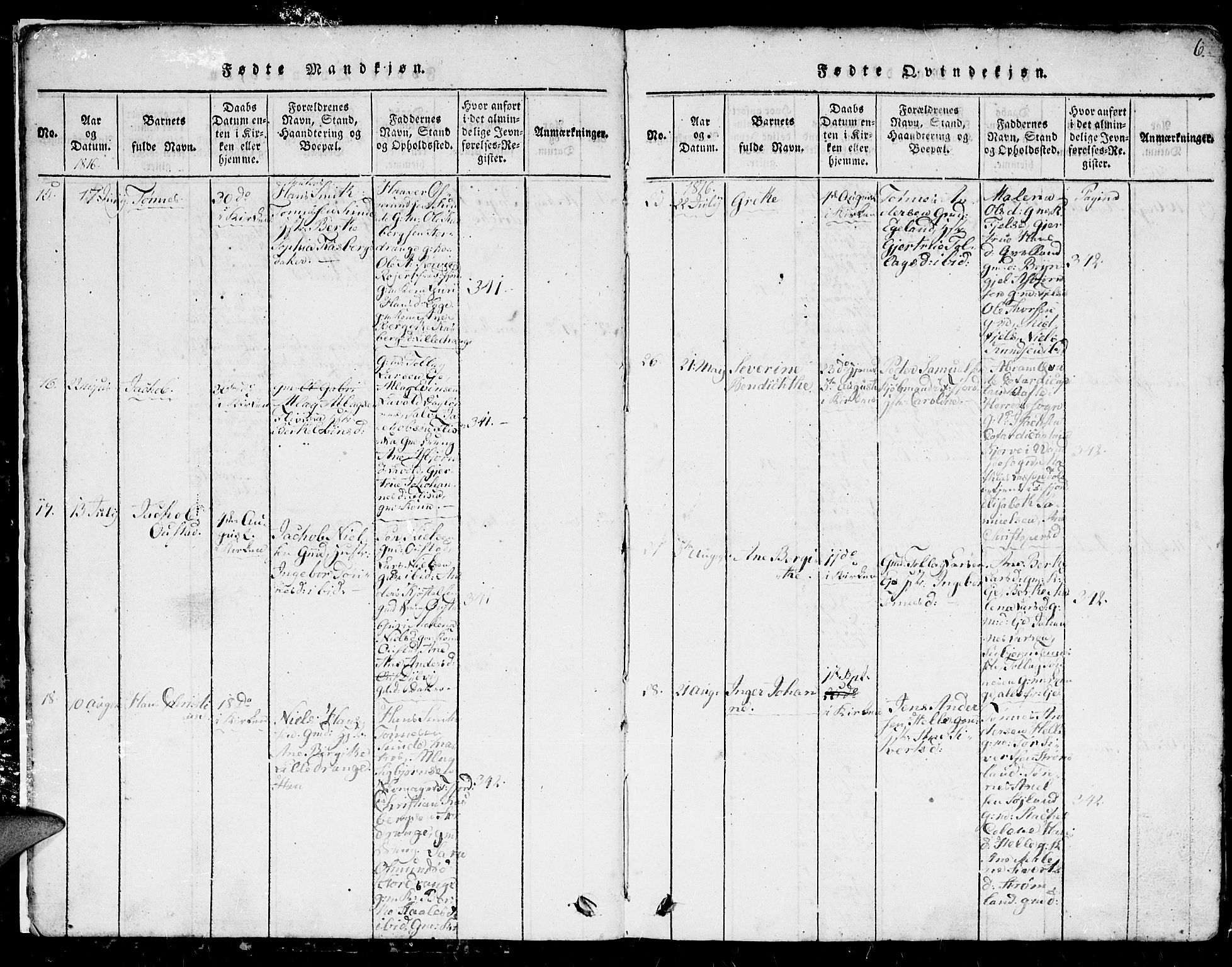 Flekkefjord sokneprestkontor, AV/SAK-1111-0012/F/Fb/Fbc/L0003: Parish register (copy) no. B 3, 1815-1826, p. 6