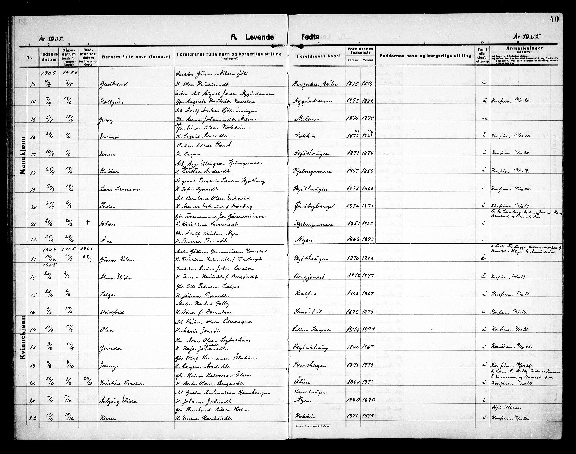 Åsnes prestekontor, AV/SAH-PREST-042/H/Ha/Haa/L0000D: Parish register (official) no. 0B, 1890-1929, p. 40