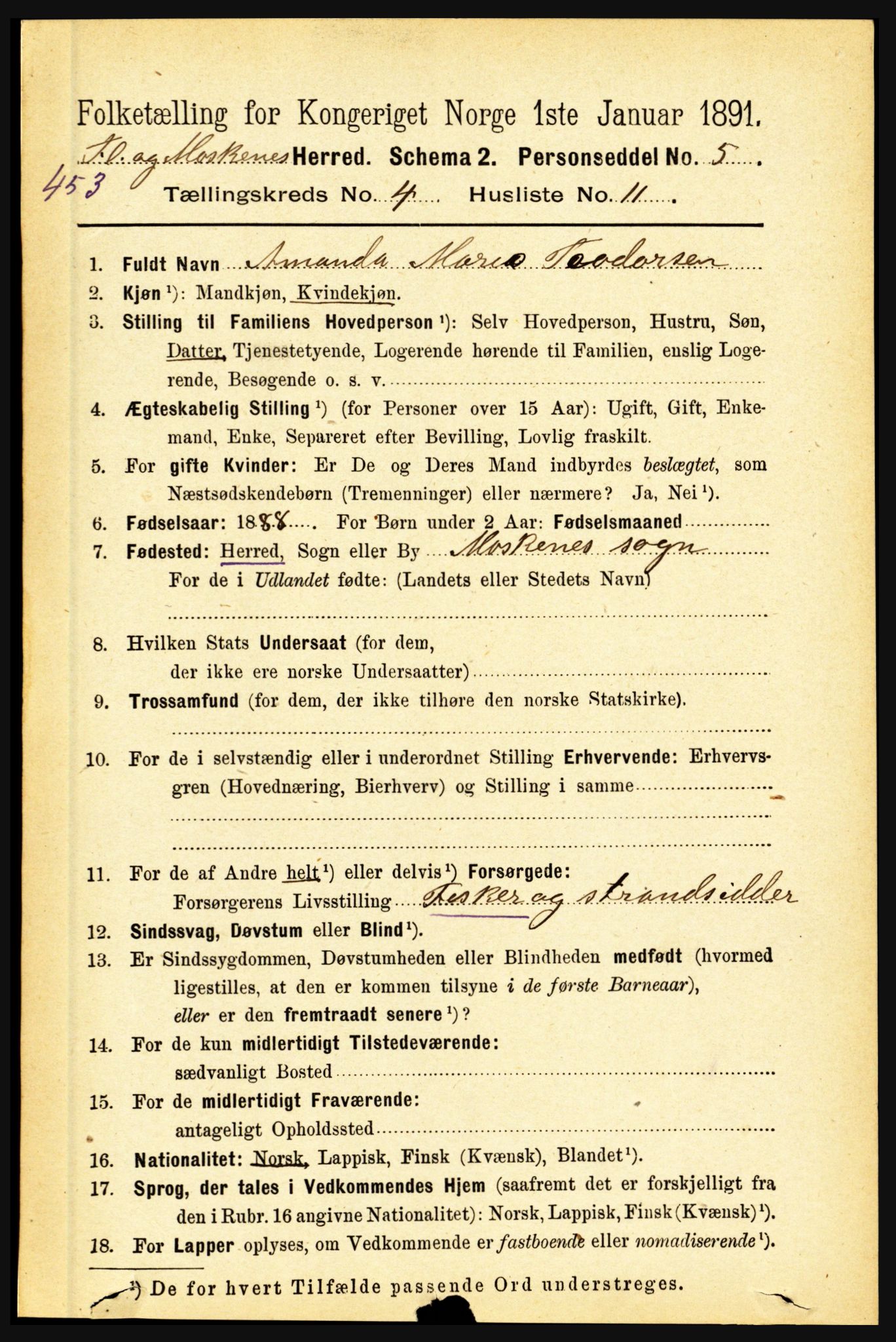 RA, 1891 census for 1859 Flakstad, 1891, p. 1956