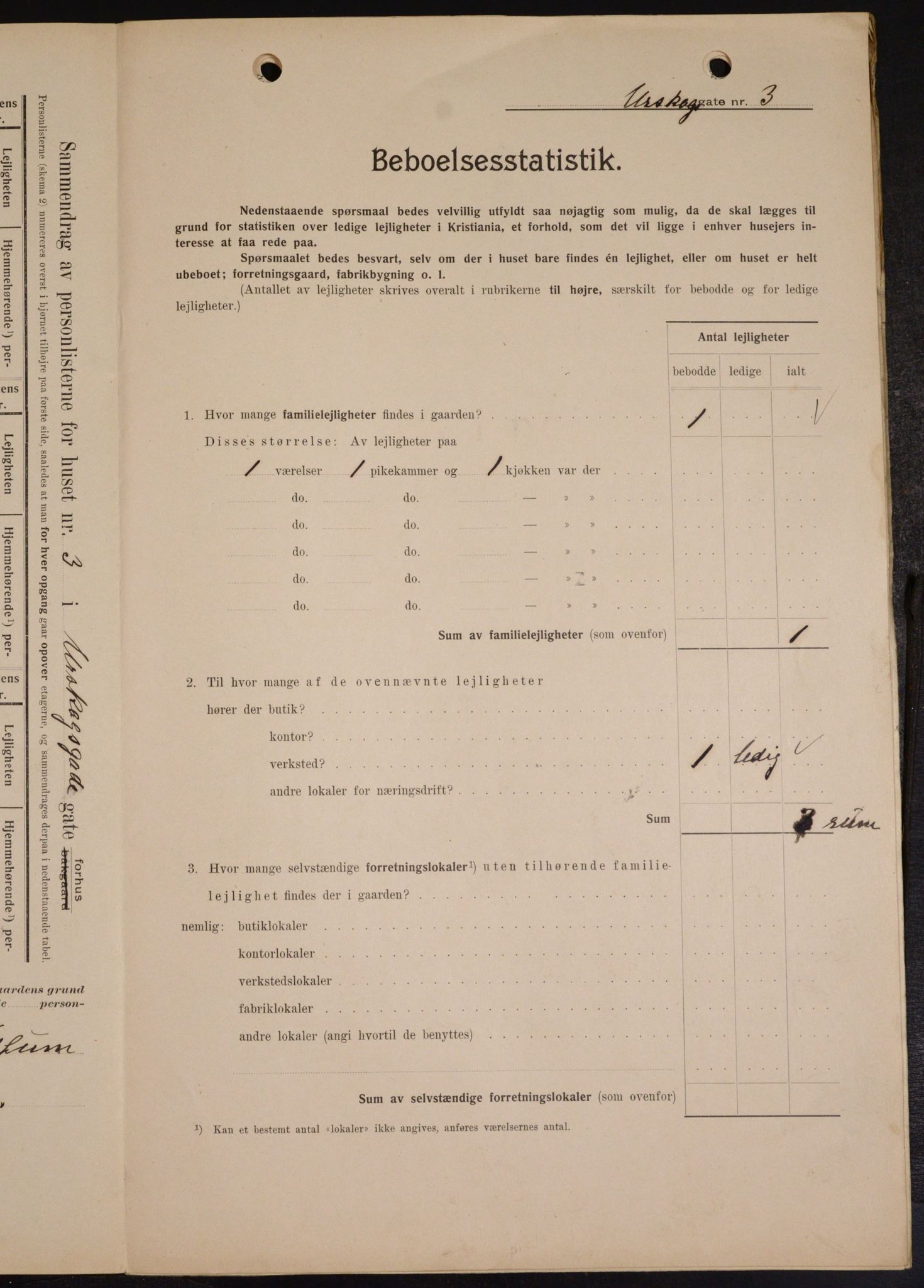 OBA, Municipal Census 1909 for Kristiania, 1909, p. 2382