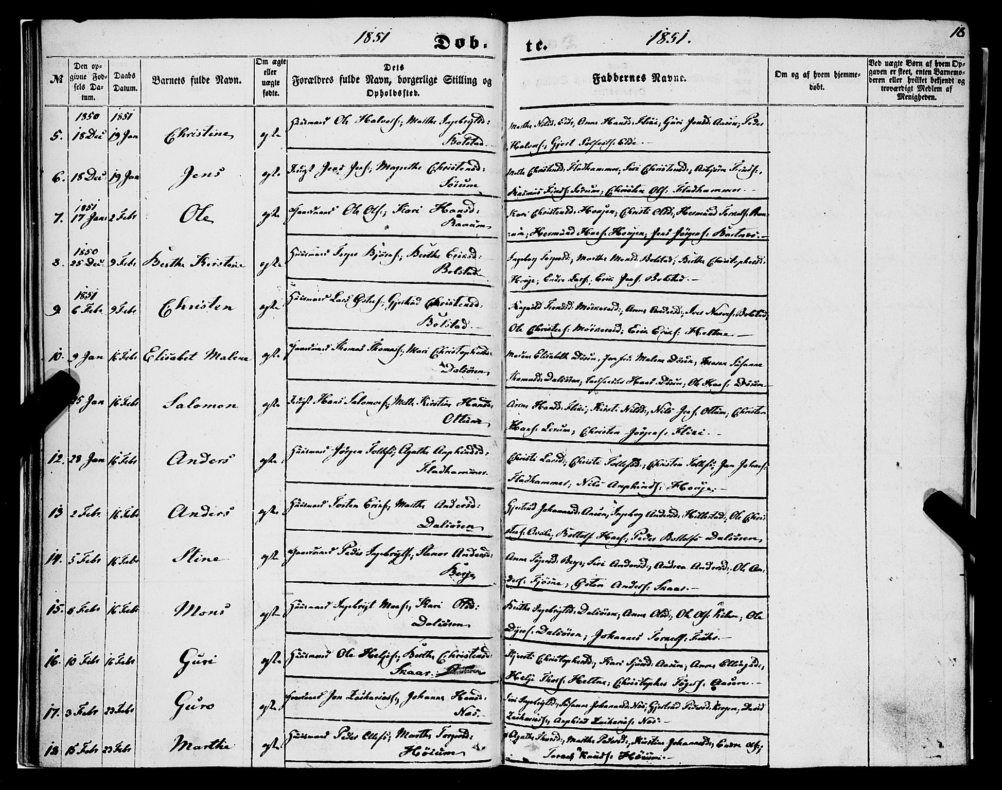 Luster sokneprestembete, AV/SAB-A-81101/H/Haa/Haaa/L0007: Parish register (official) no. A 7, 1849-1859, p. 18