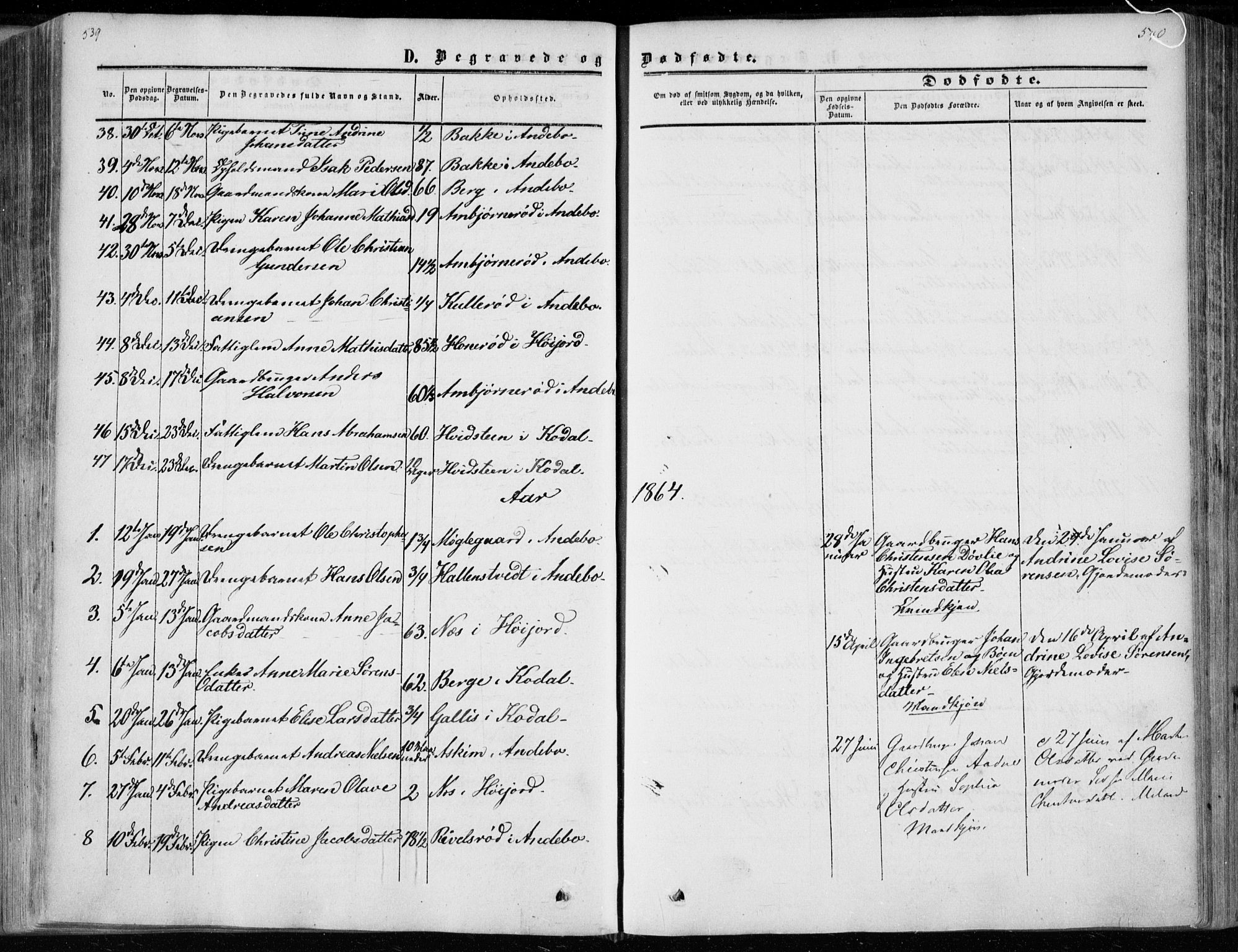 Andebu kirkebøker, AV/SAKO-A-336/F/Fa/L0005: Parish register (official) no. I 5, 1857-1870, p. 539-540