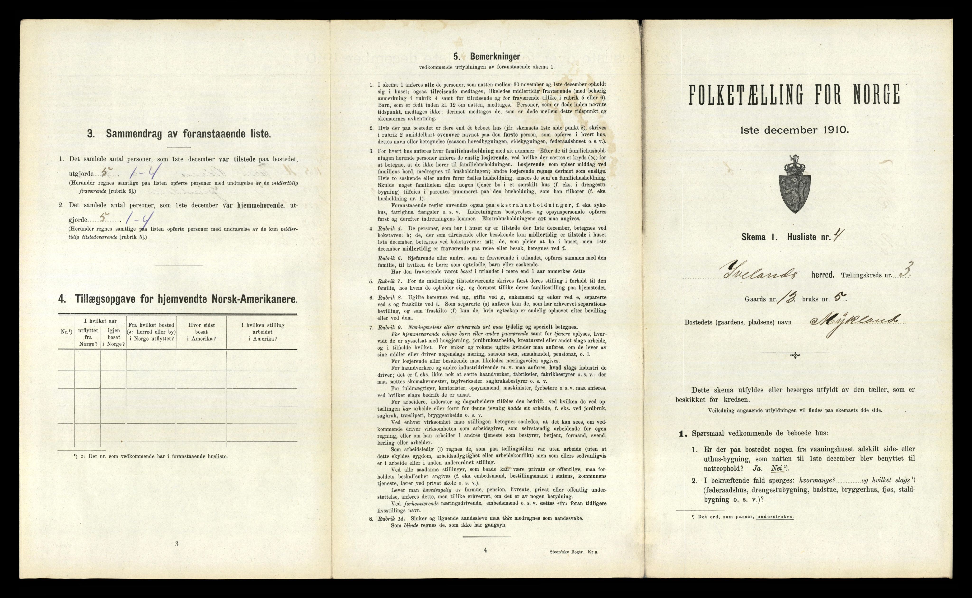 RA, 1910 census for Iveland, 1910, p. 129