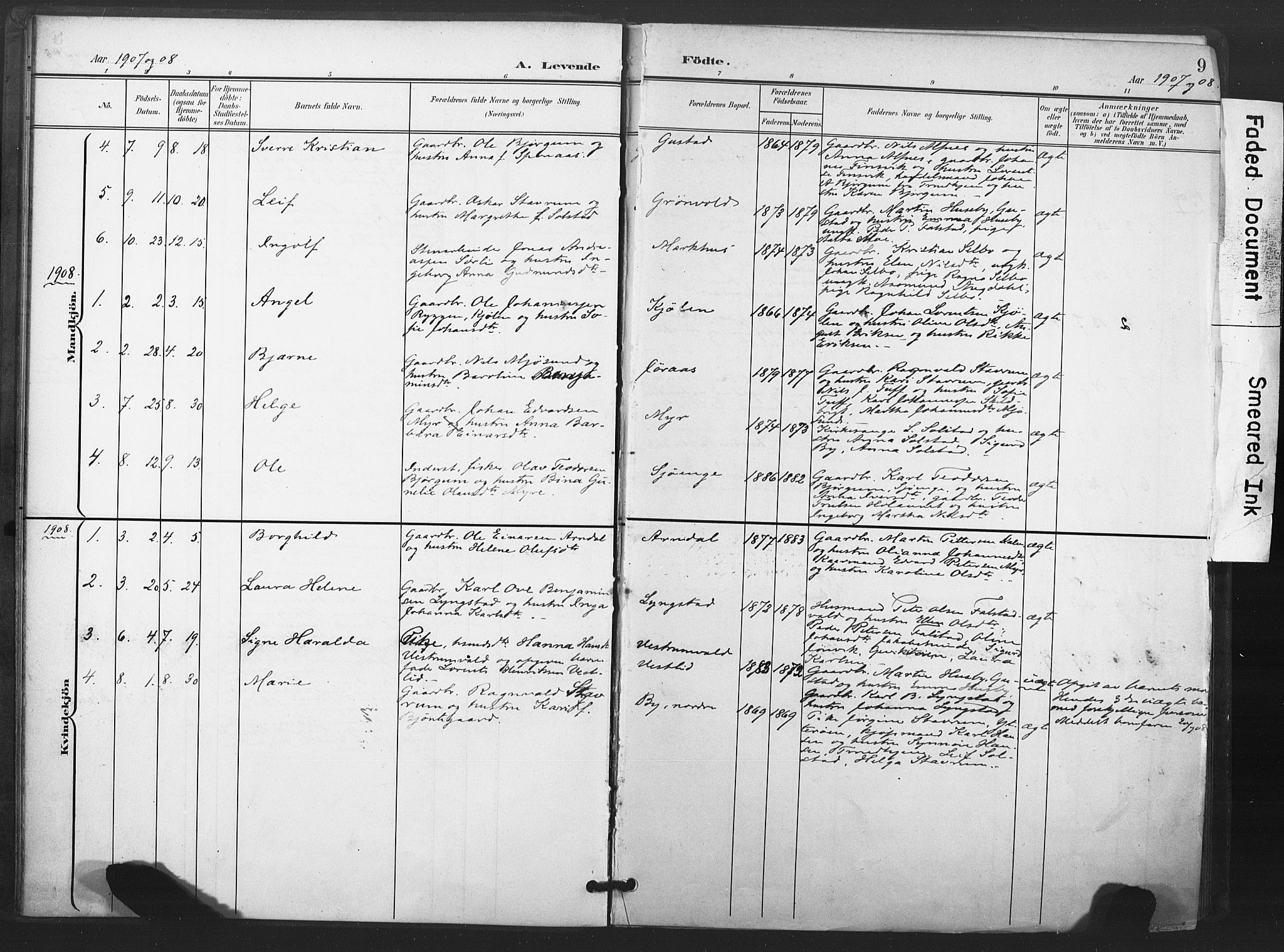 Ministerialprotokoller, klokkerbøker og fødselsregistre - Nord-Trøndelag, AV/SAT-A-1458/719/L0179: Parish register (official) no. 719A02, 1901-1923, p. 9