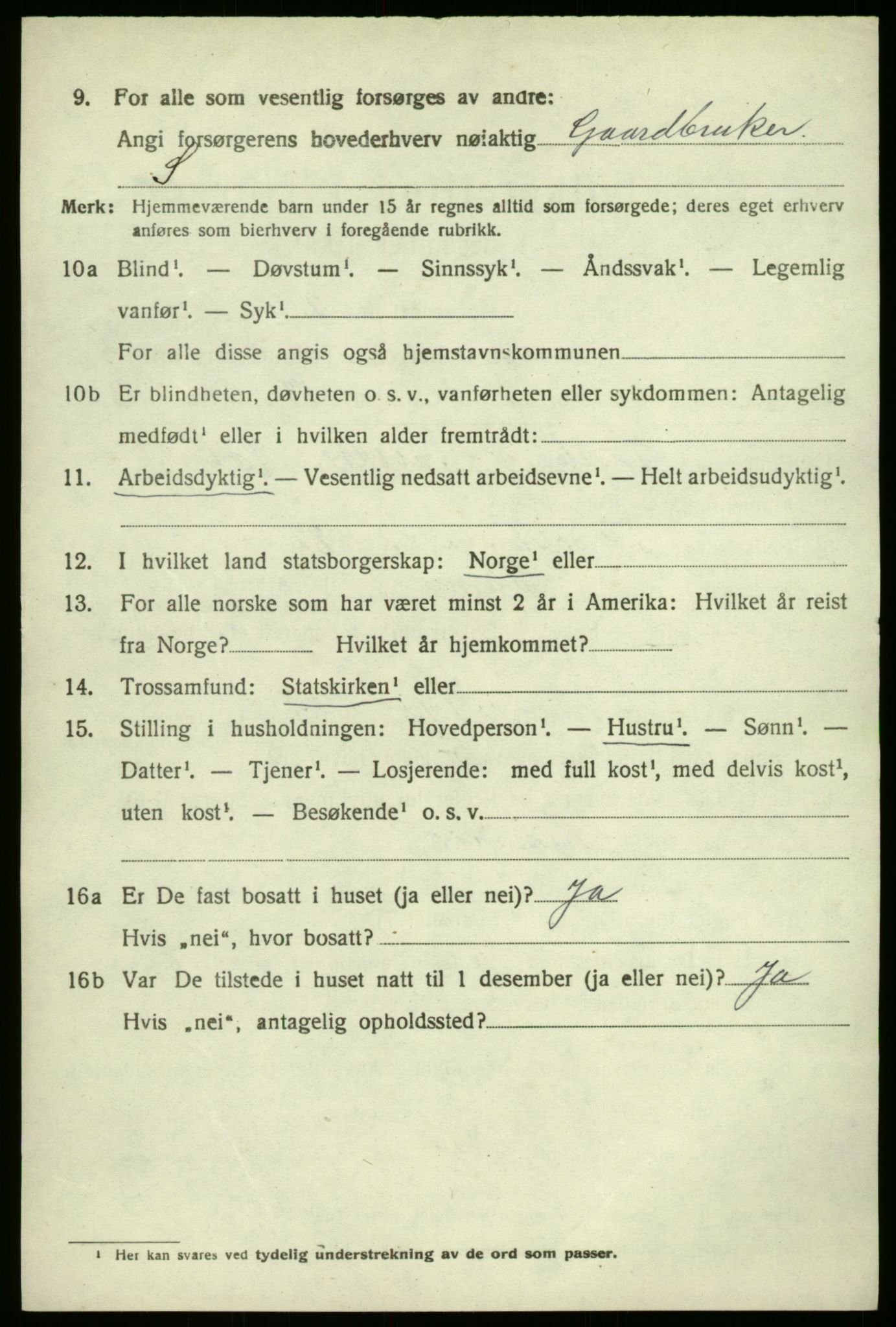 SAB, 1920 census for Hamre, 1920, p. 1698