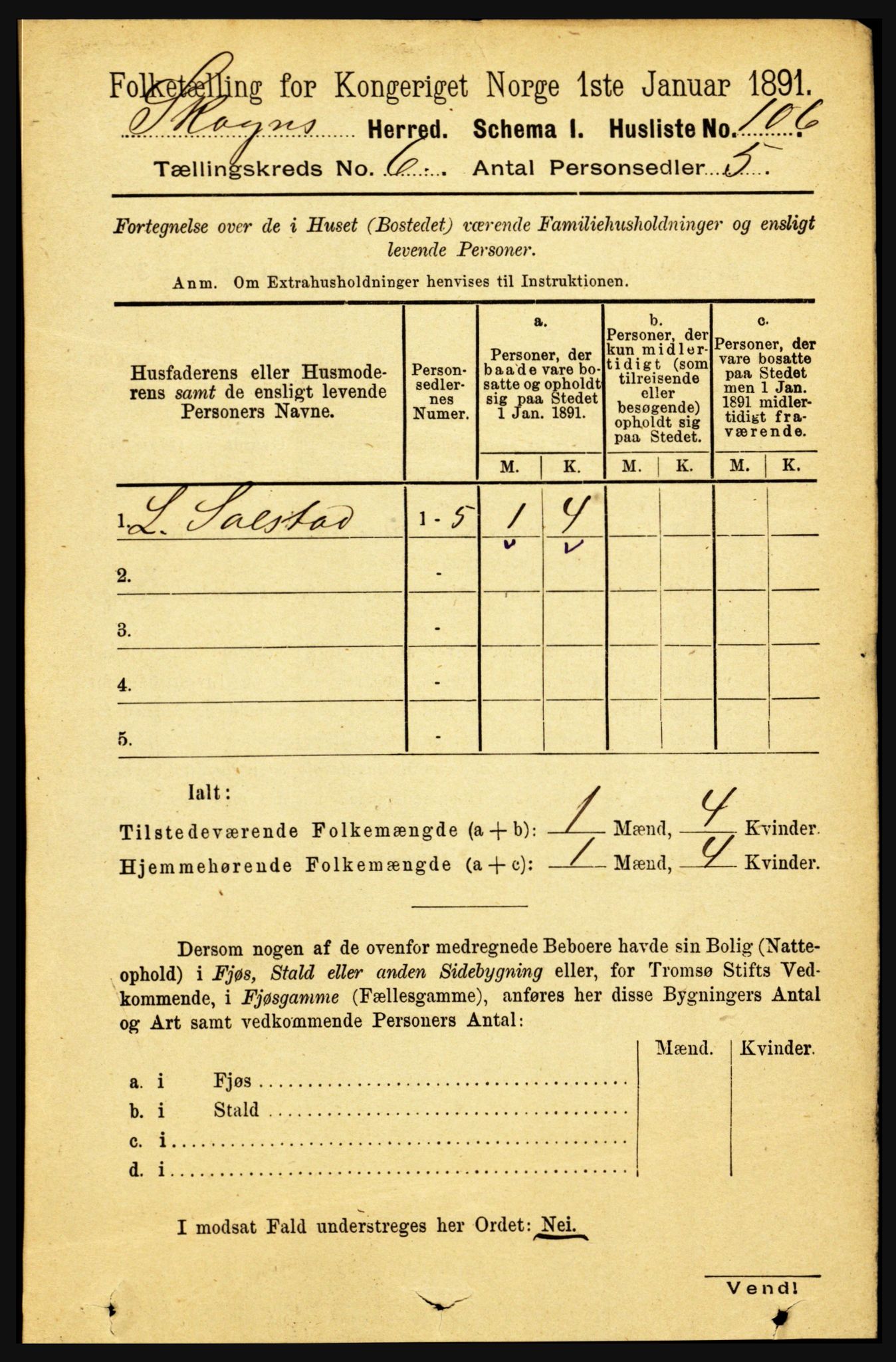 RA, 1891 census for 1719 Skogn, 1891, p. 3454