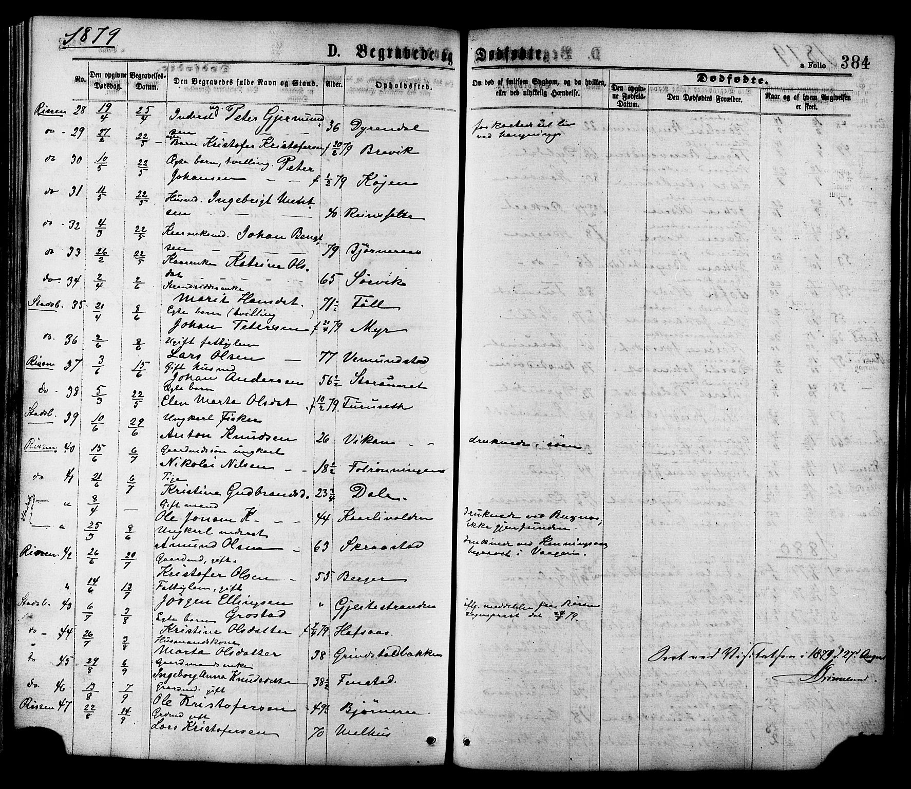 Ministerialprotokoller, klokkerbøker og fødselsregistre - Sør-Trøndelag, SAT/A-1456/646/L0613: Parish register (official) no. 646A11, 1870-1884, p. 384