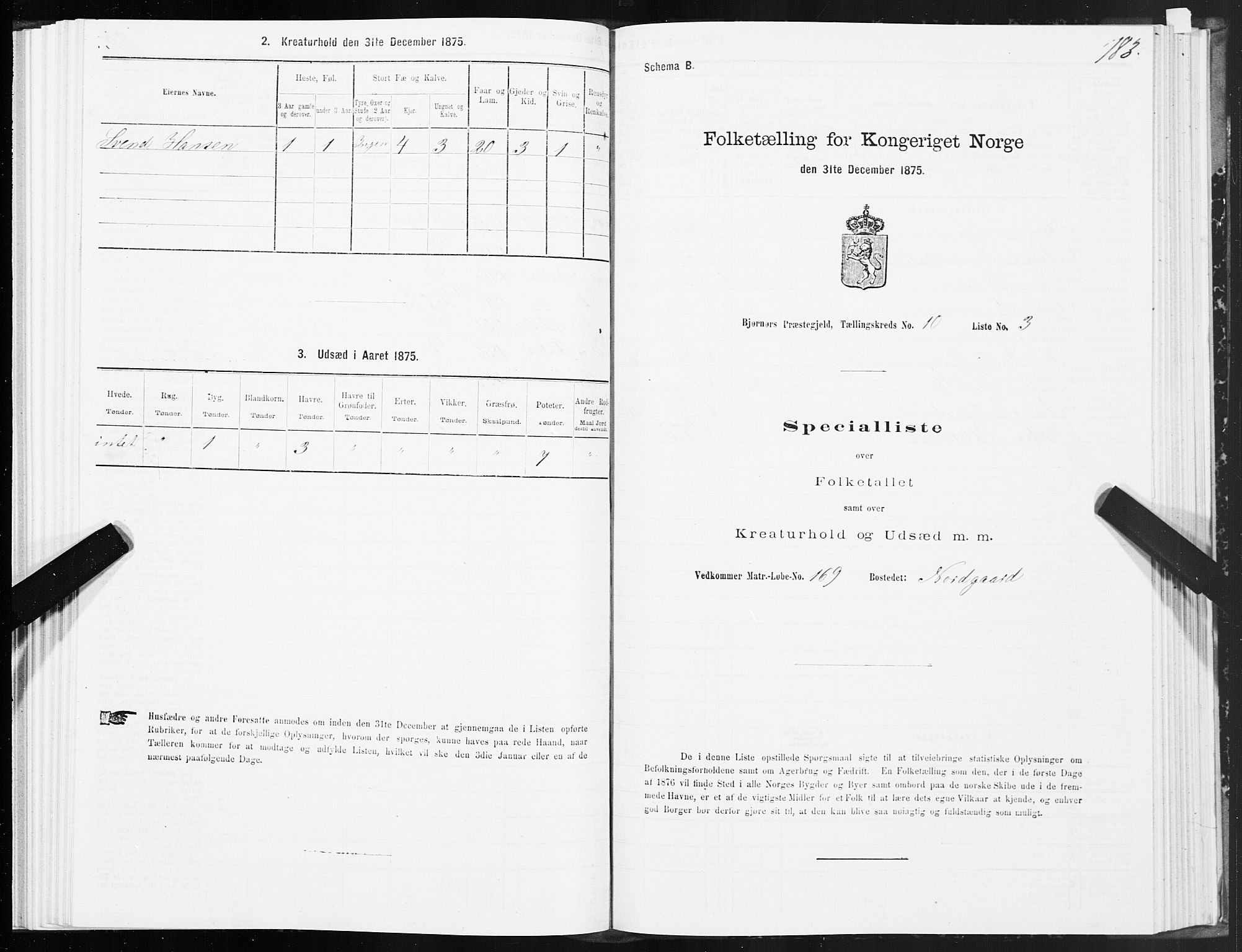 SAT, 1875 census for 1632P Bjørnør, 1875, p. 4183